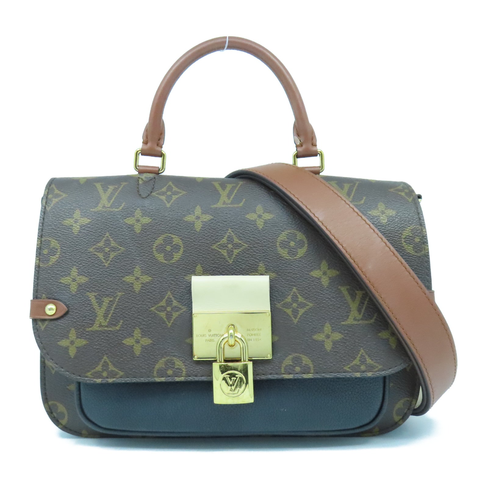 LOUIS VUITTON Monogram Vangurard金扣手挽肩背兩用袋啡色/黑色