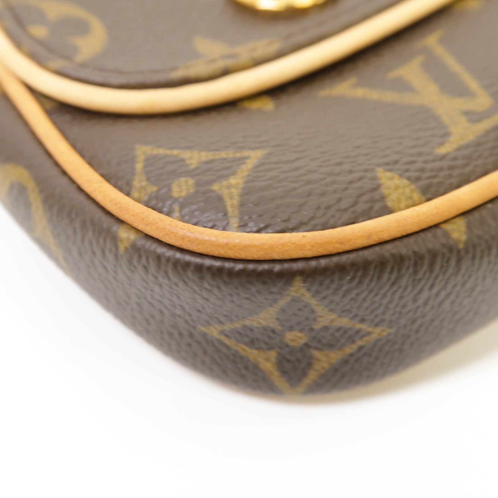 LOUIS VUITTON Monogram Pochette Turam Pouch金扣肩背袋棕色