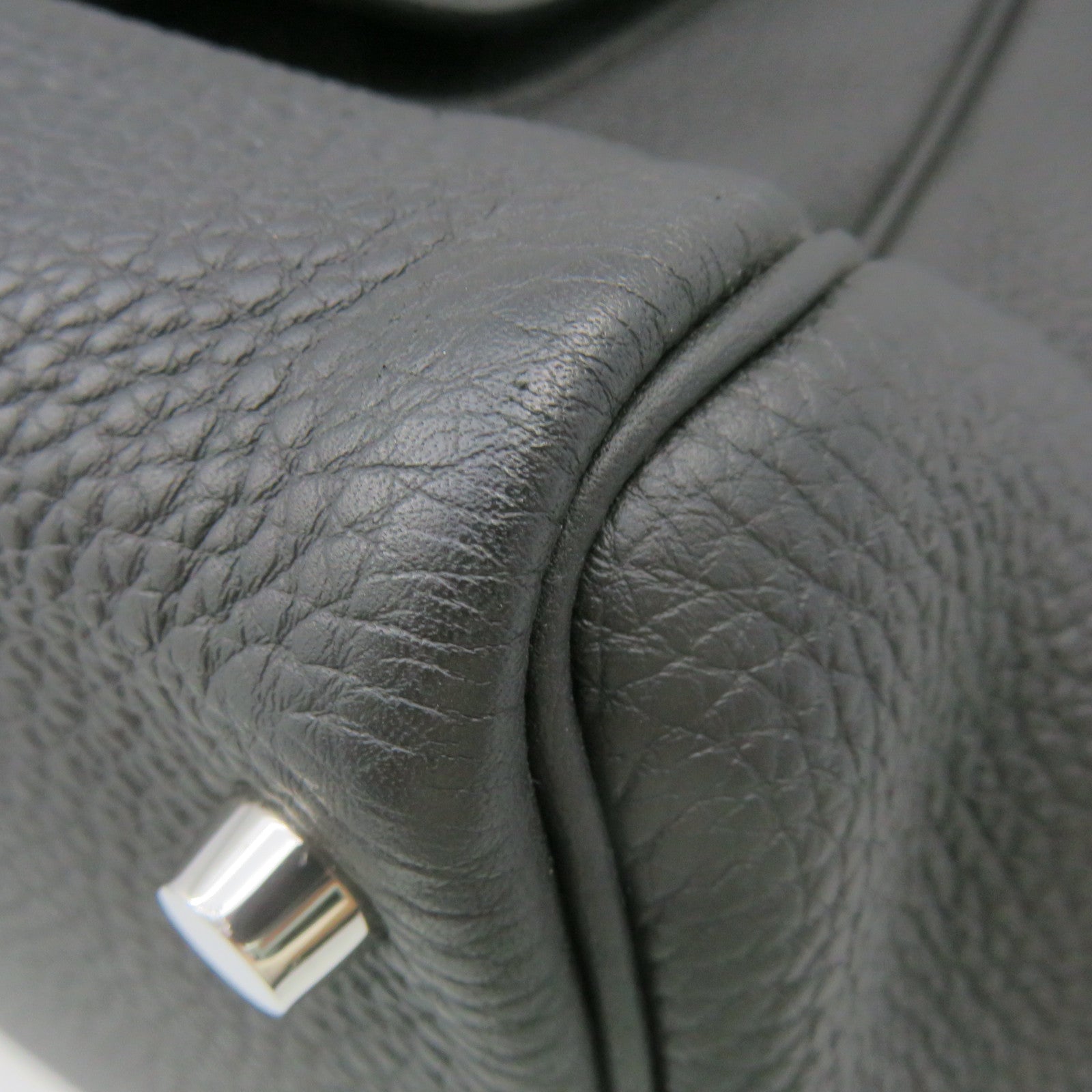 HERMES Togo Leather Wallago Cabine 35 Shoulder Bag Silver Buckle Shoulder Bag Black