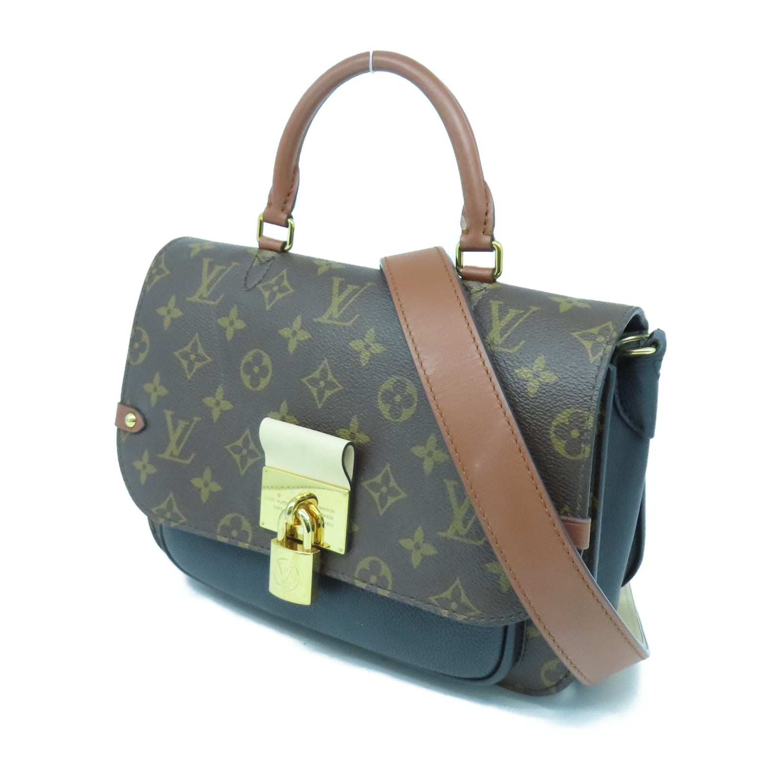 LOUIS VUITTON Monogram Vangurard金扣手挽肩背兩用袋啡色/黑色