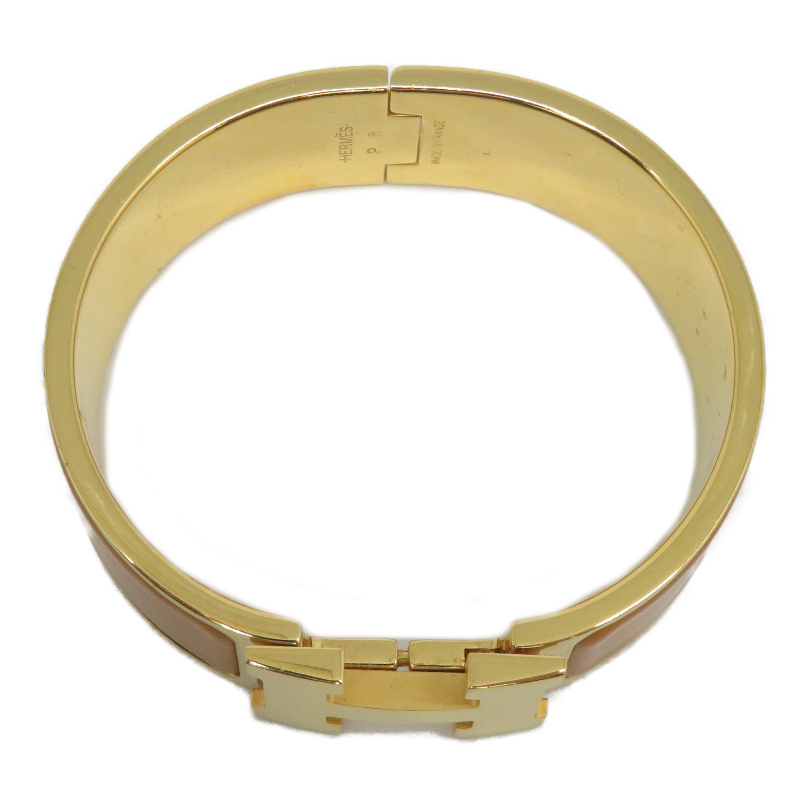 HERMES 琺瑯/金屬Ciic-Ciac Bangle金扣橙色