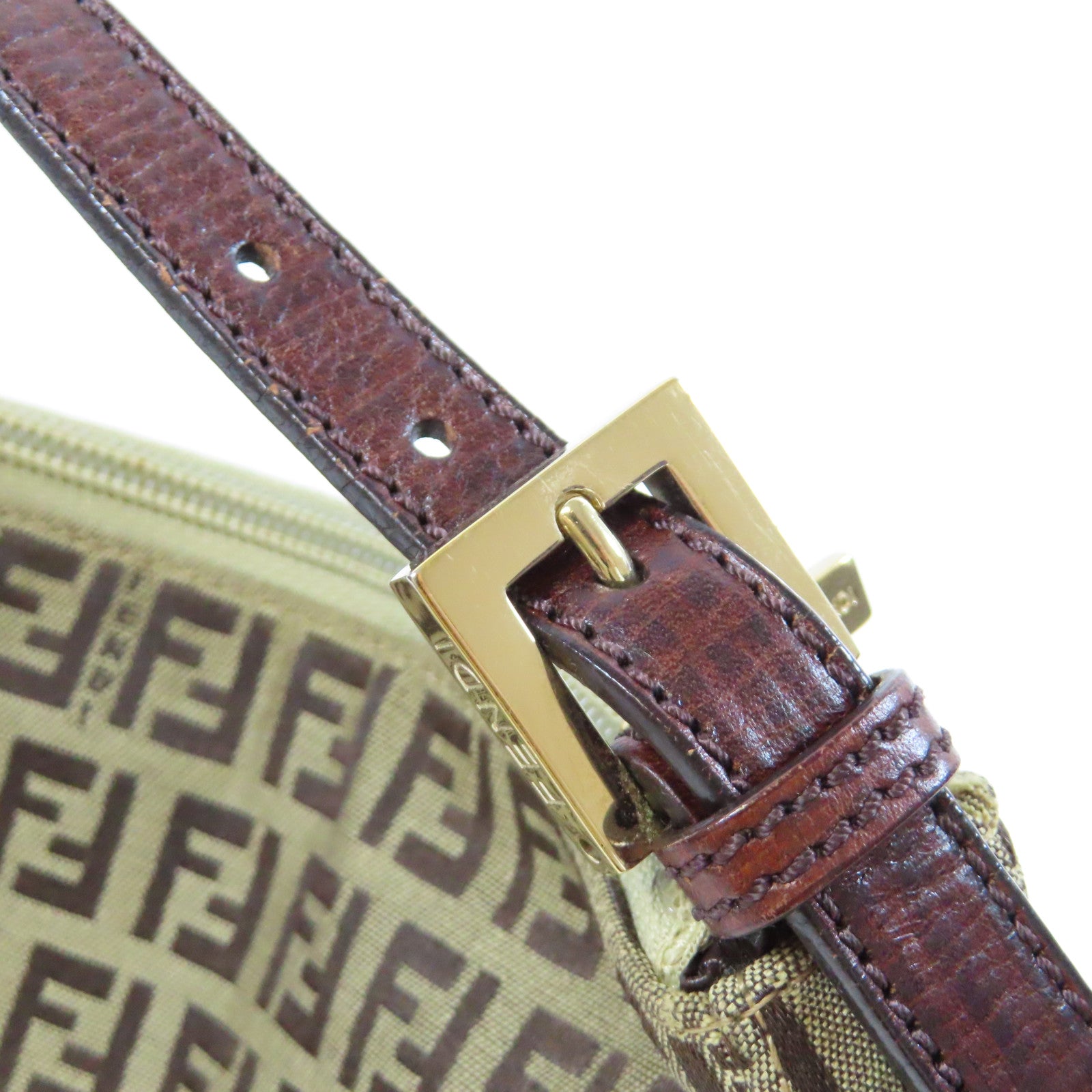 FENDI 帆布Zucchino金扣手挽袋啡色