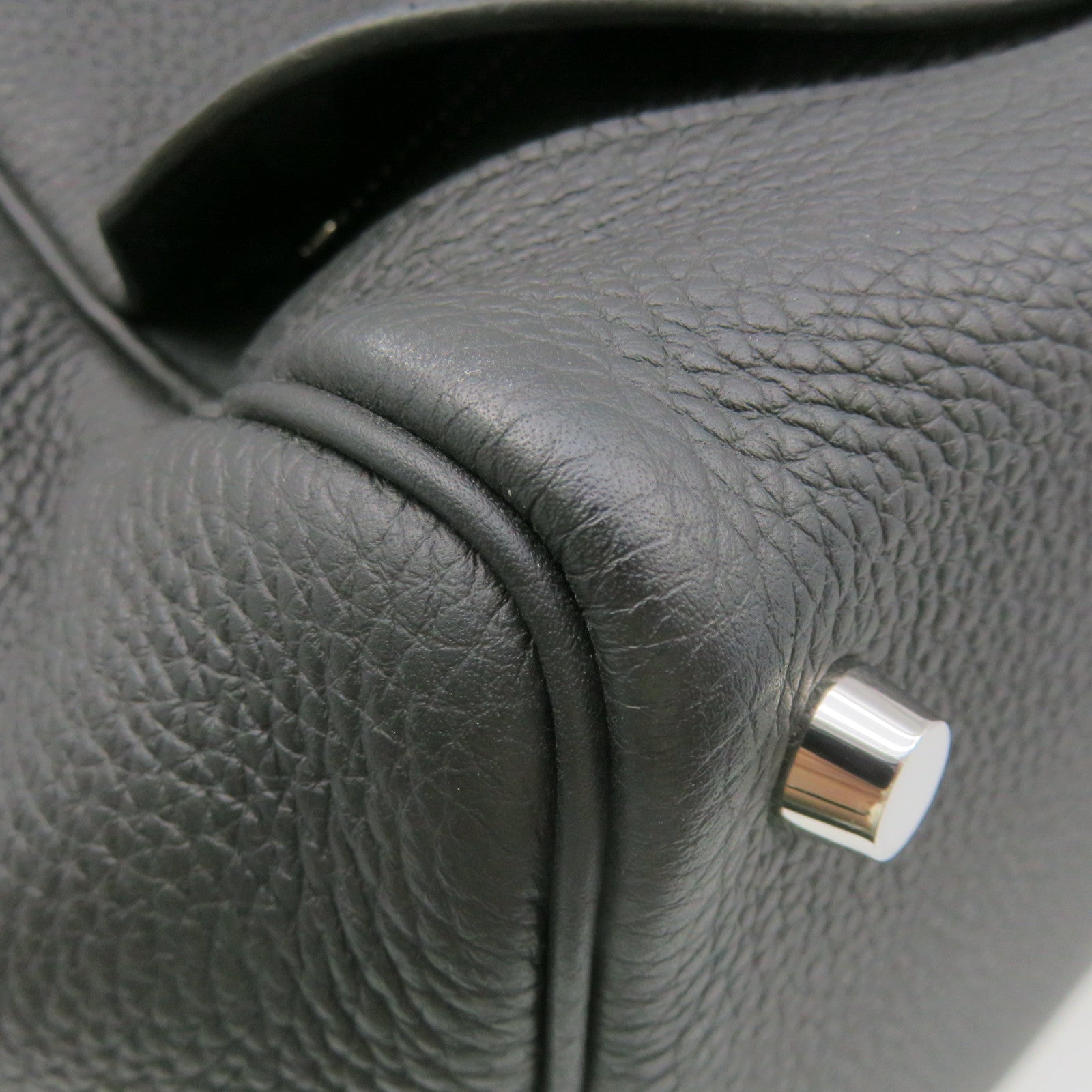 HERMES Togo Leather Wallago Cabine 35 Shoulder Bag Silver Buckle Shoulder Bag Black