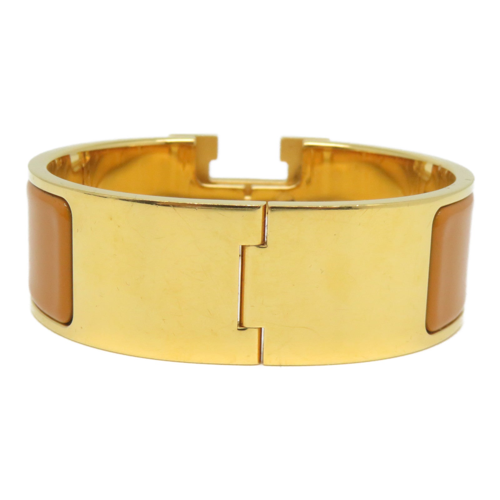 HERMES 琺瑯/金屬Ciic-Ciac Bangle金扣橙色