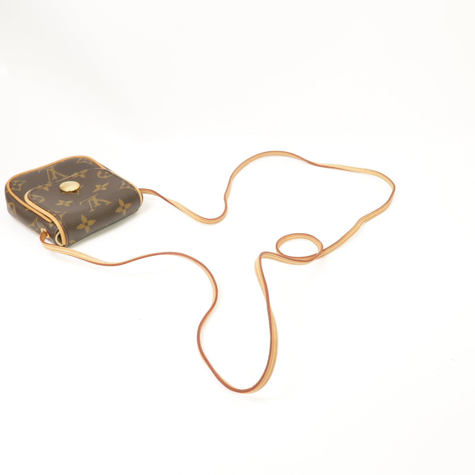 LOUIS VUITTON Monogram Pochette Turam Pouch金扣肩背袋棕色