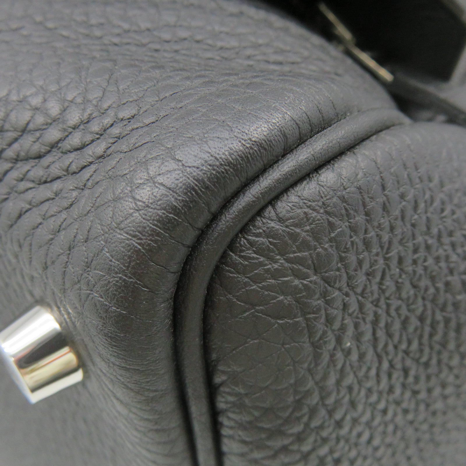 HERMES Togo Leather Wallago Cabine 35 Shoulder Bag Silver Buckle Shoulder Bag Black