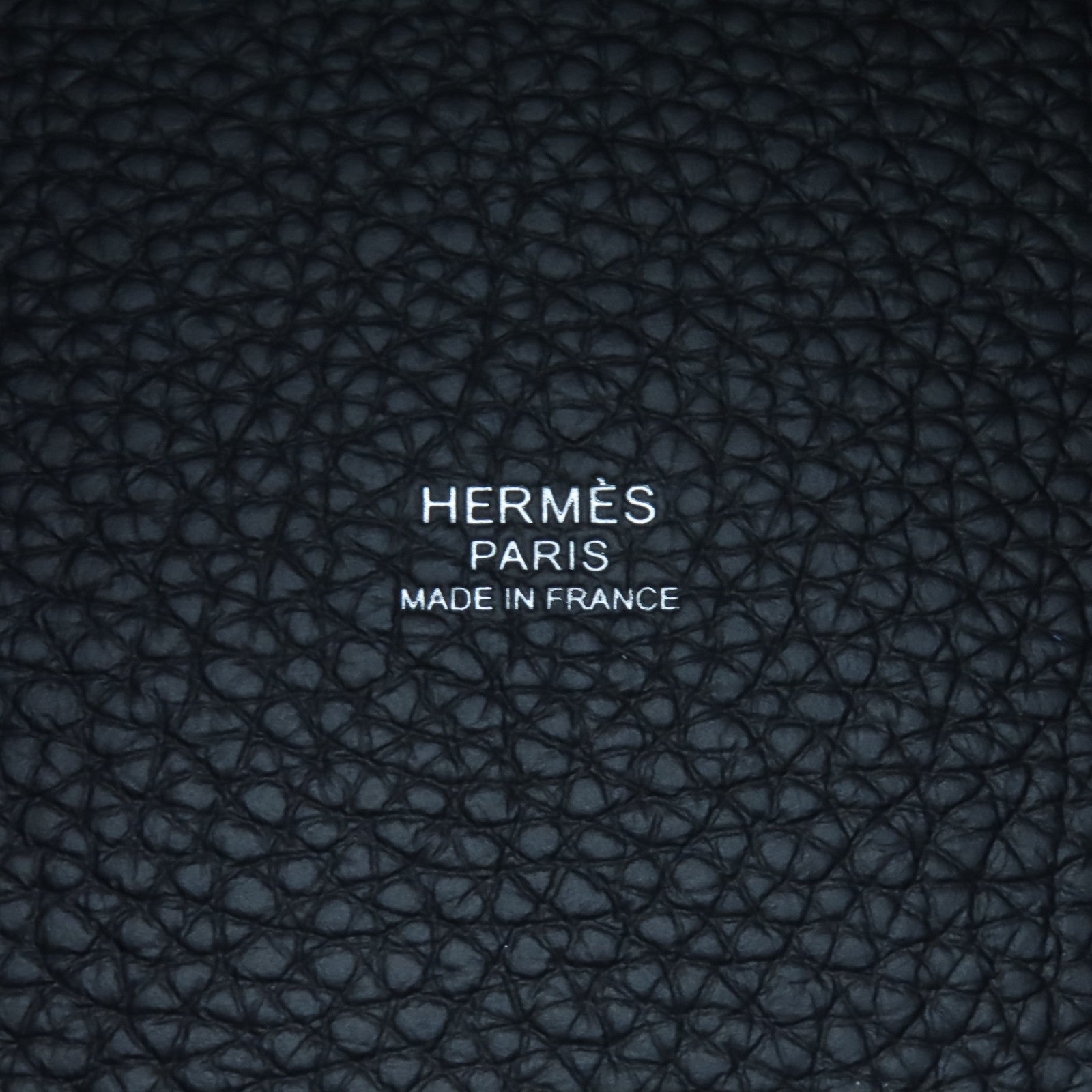HERMES Clemence皮革Picotin PM銀扣手挽袋Caban深藍色