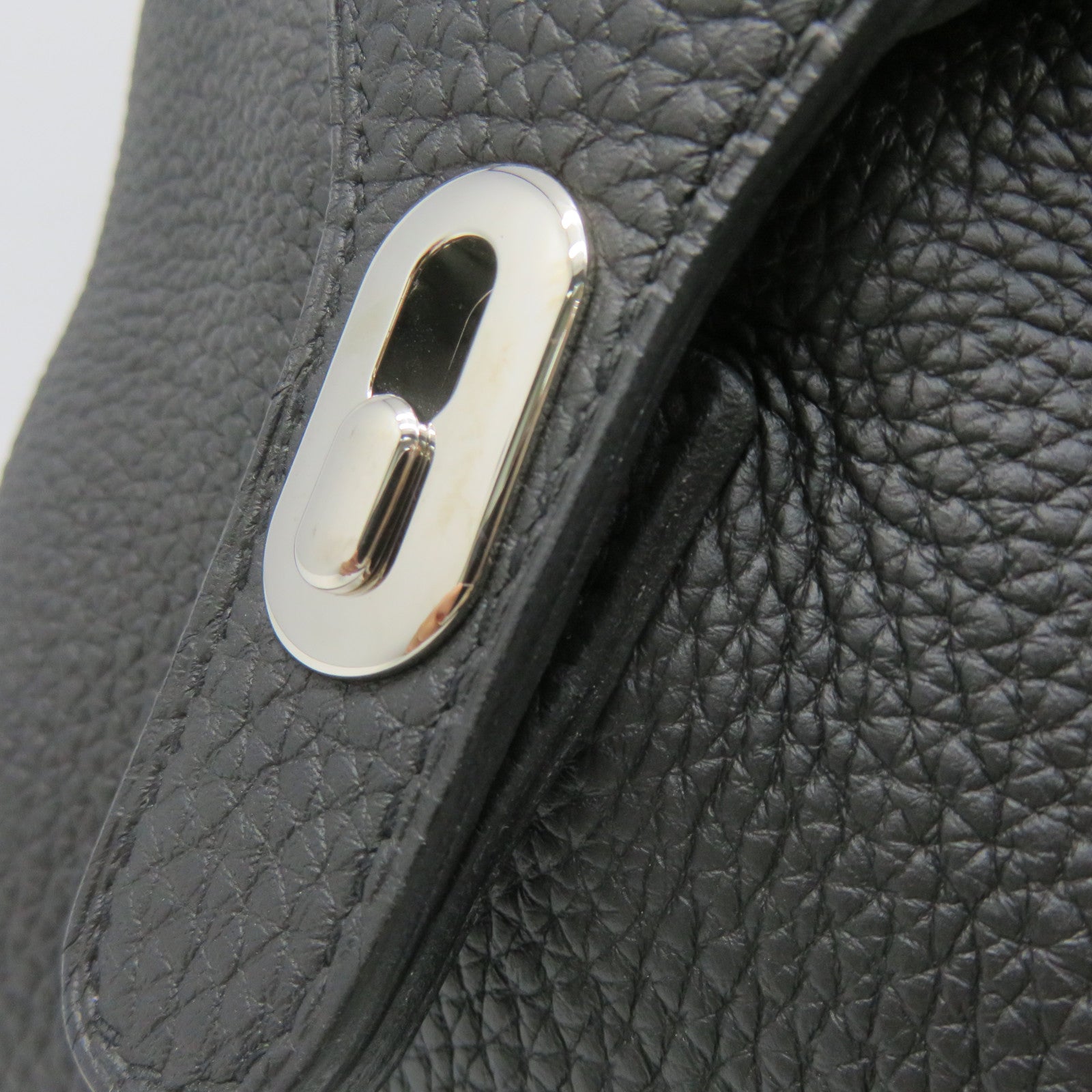 HERMES Togo Leather Wallago Cabine 35 Shoulder Bag Silver Buckle Shoulder Bag Black