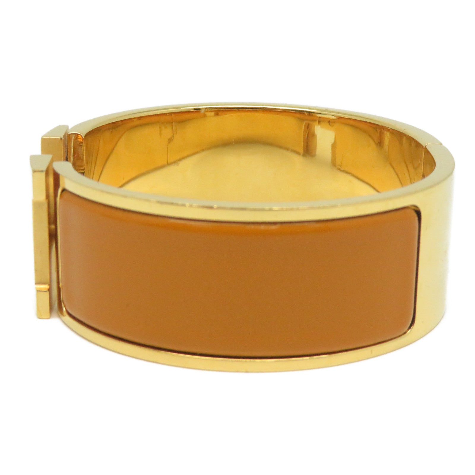 HERMES 琺瑯/金屬Ciic-Ciac Bangle金扣橙色