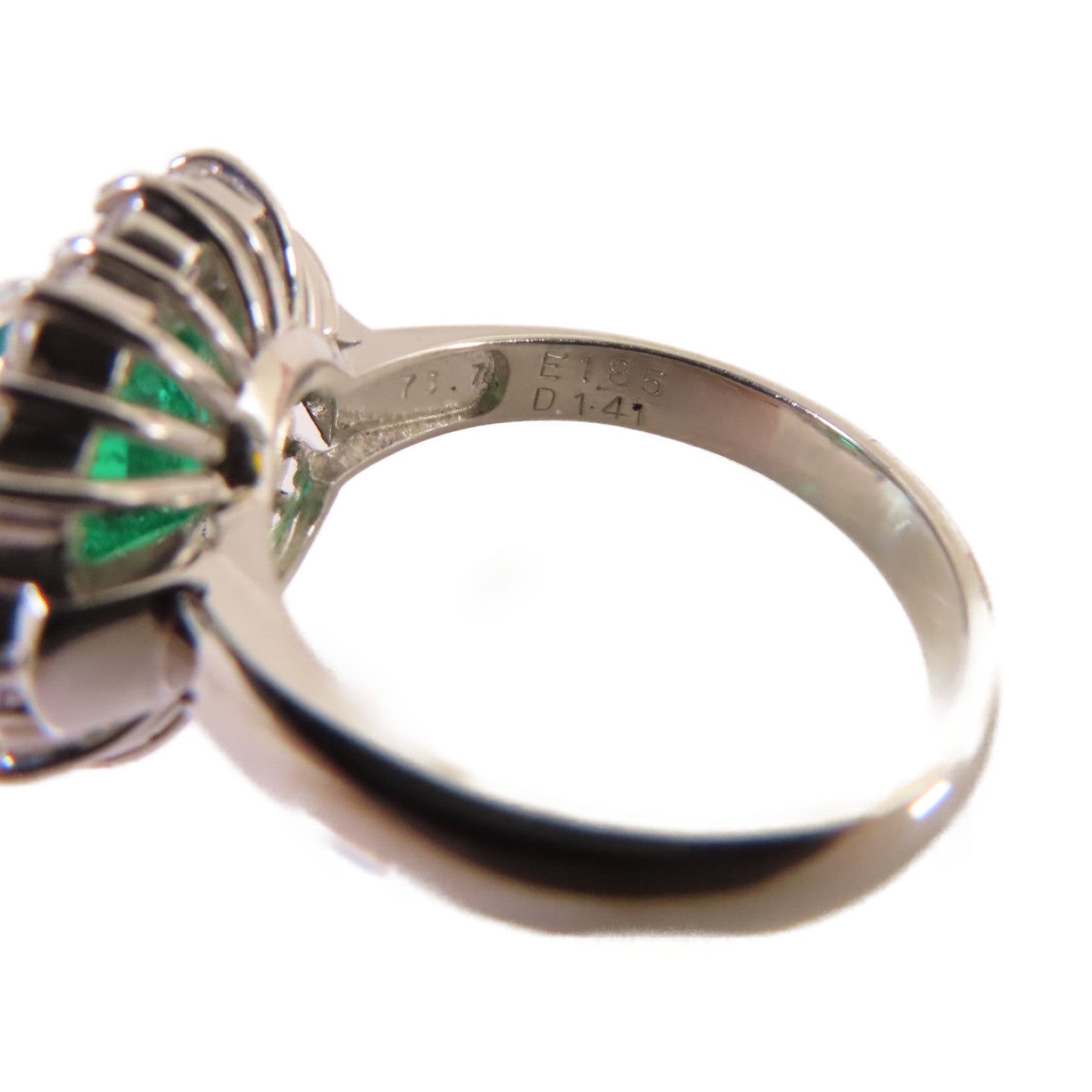 JEWELRY PT900鉑金/1.85ct綠寶石/1.41ct鑽石Emerald Ring戒指US#6