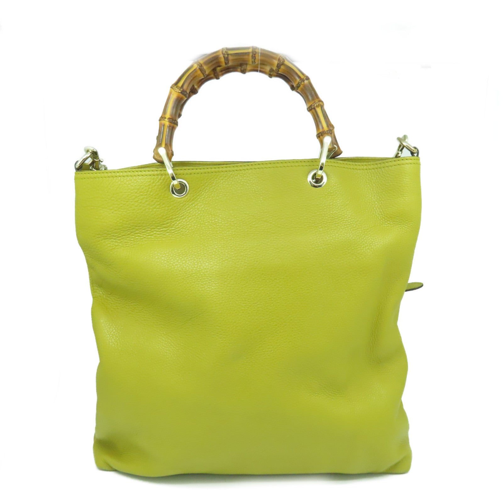 GUCCI 牛皮皮革Bamboo Shopper 2Way Shoulder Bag手挽肩背两用袋芥末色