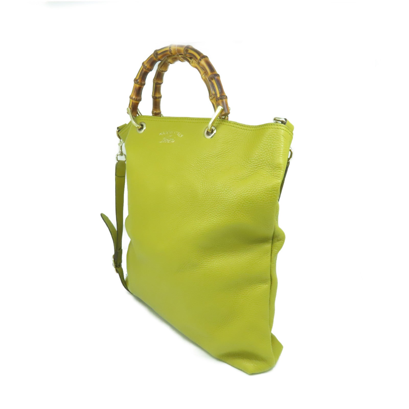 GUCCI 牛皮皮革Bamboo Shopper 2Way Shoulder Bag手挽肩背两用袋芥末色