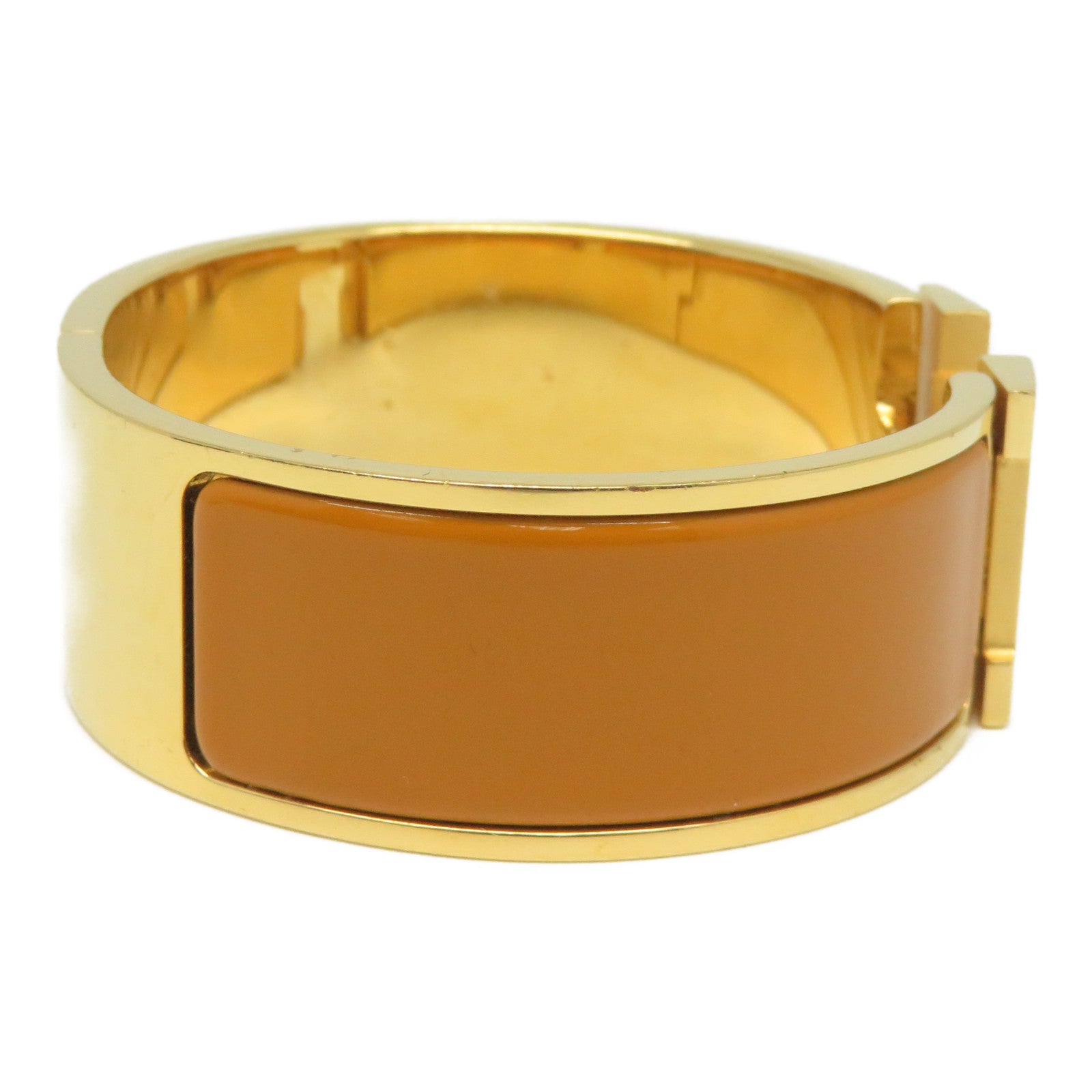 HERMES 琺瑯/金屬Ciic-Ciac Bangle金扣橙色