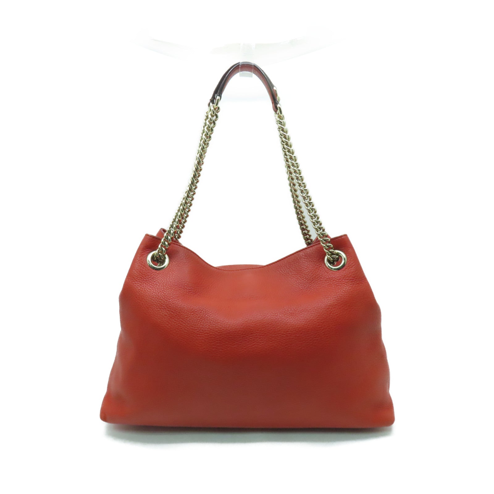 GUCCI 牛皮皮革Chain Shoulder金扣肩背袋橙紅色