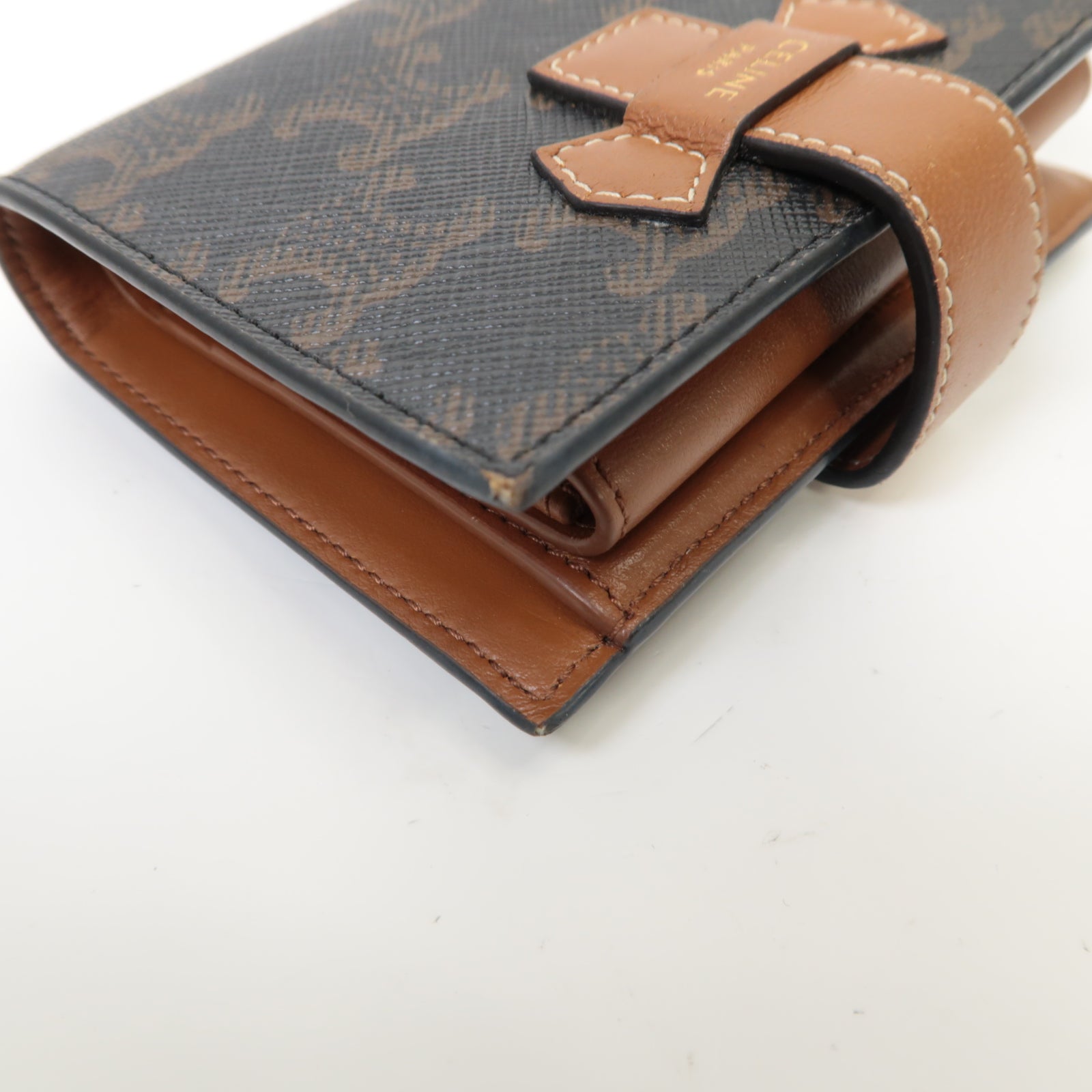 CELINE 塗層帆布Wallet金扣錢包啡色