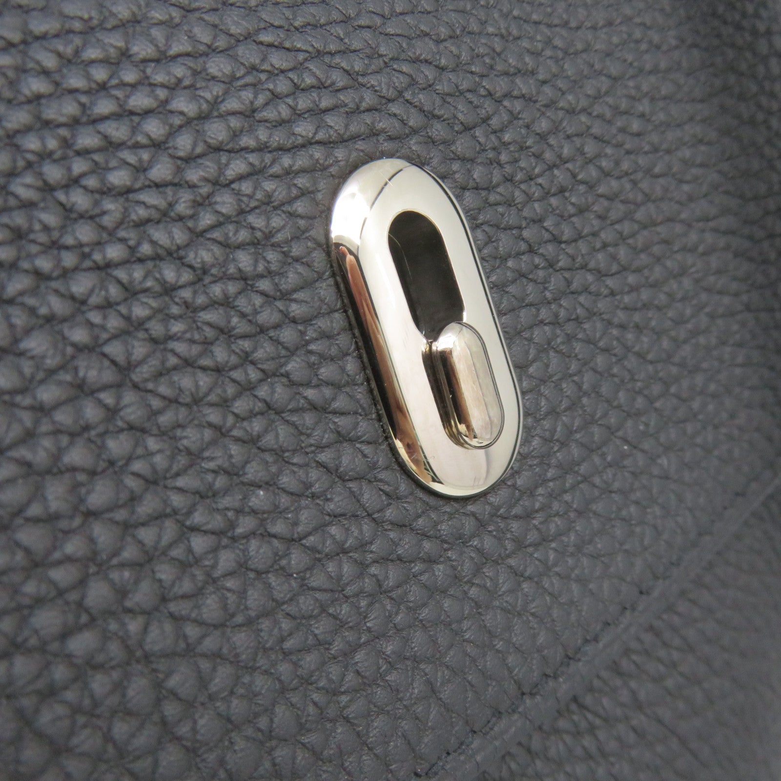 HERMES Togo Leather Wallago Cabine 35 Shoulder Bag Silver Buckle Shoulder Bag Black