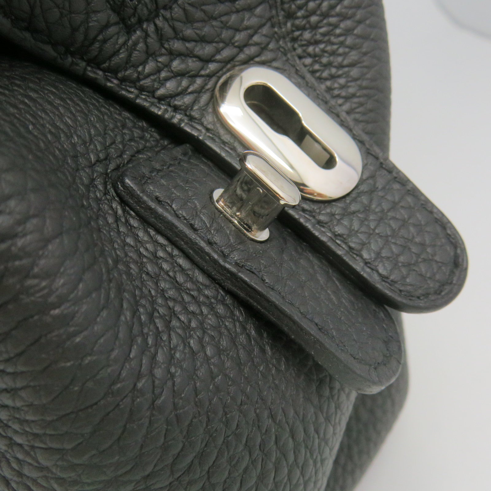 HERMES Togo Leather Wallago Cabine 35 Shoulder Bag Silver Buckle Shoulder Bag Black