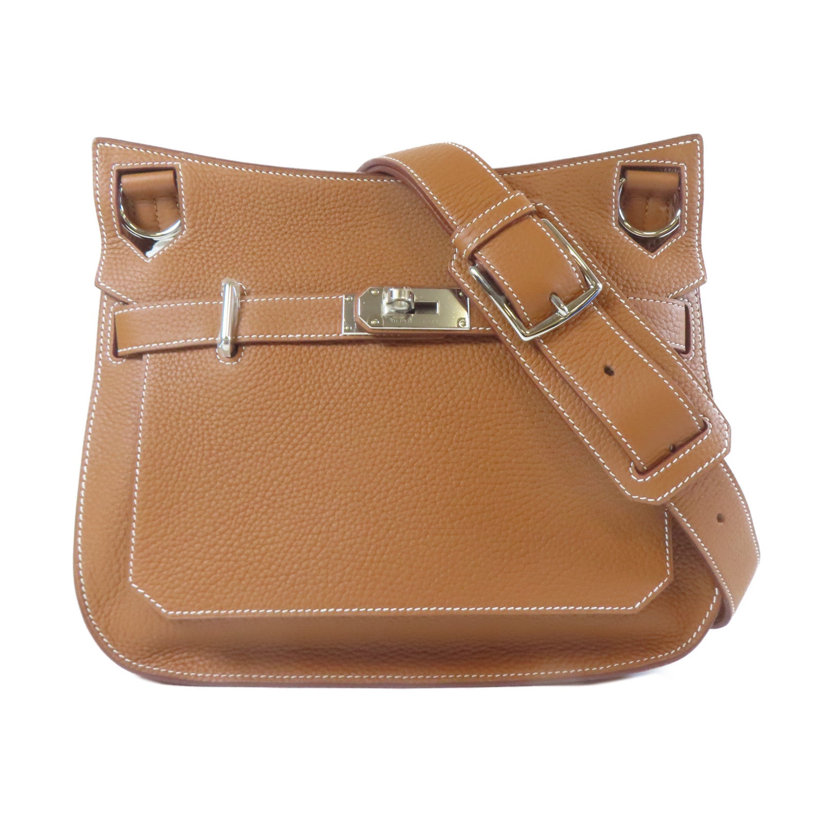 HERMES Clemence皮革Jypsiere 31銀扣肩背袋啡色