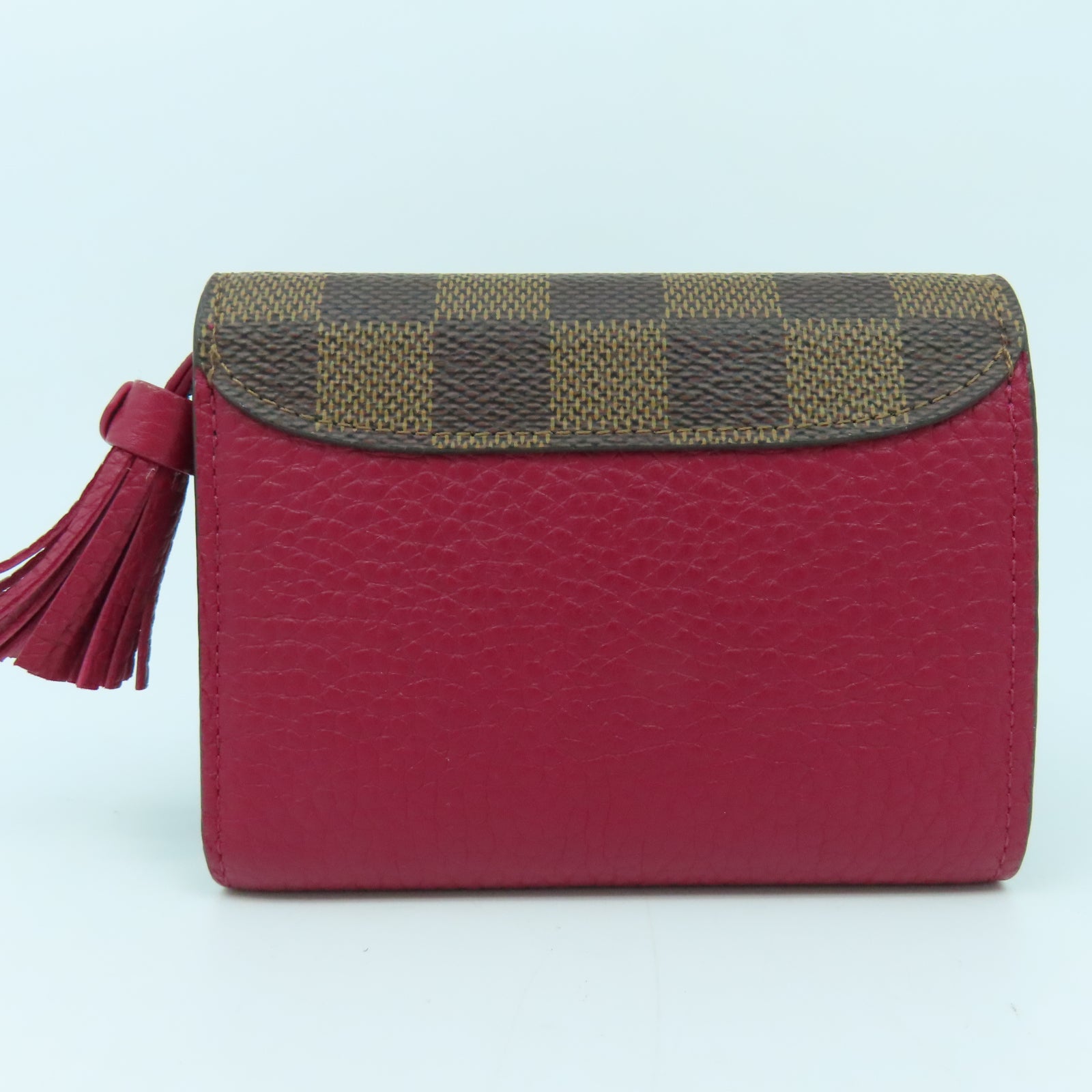 LOUIS VUITTON Damier Portefeuille Croisette Compact Tri-Fold金扣錢包啡色/紅色