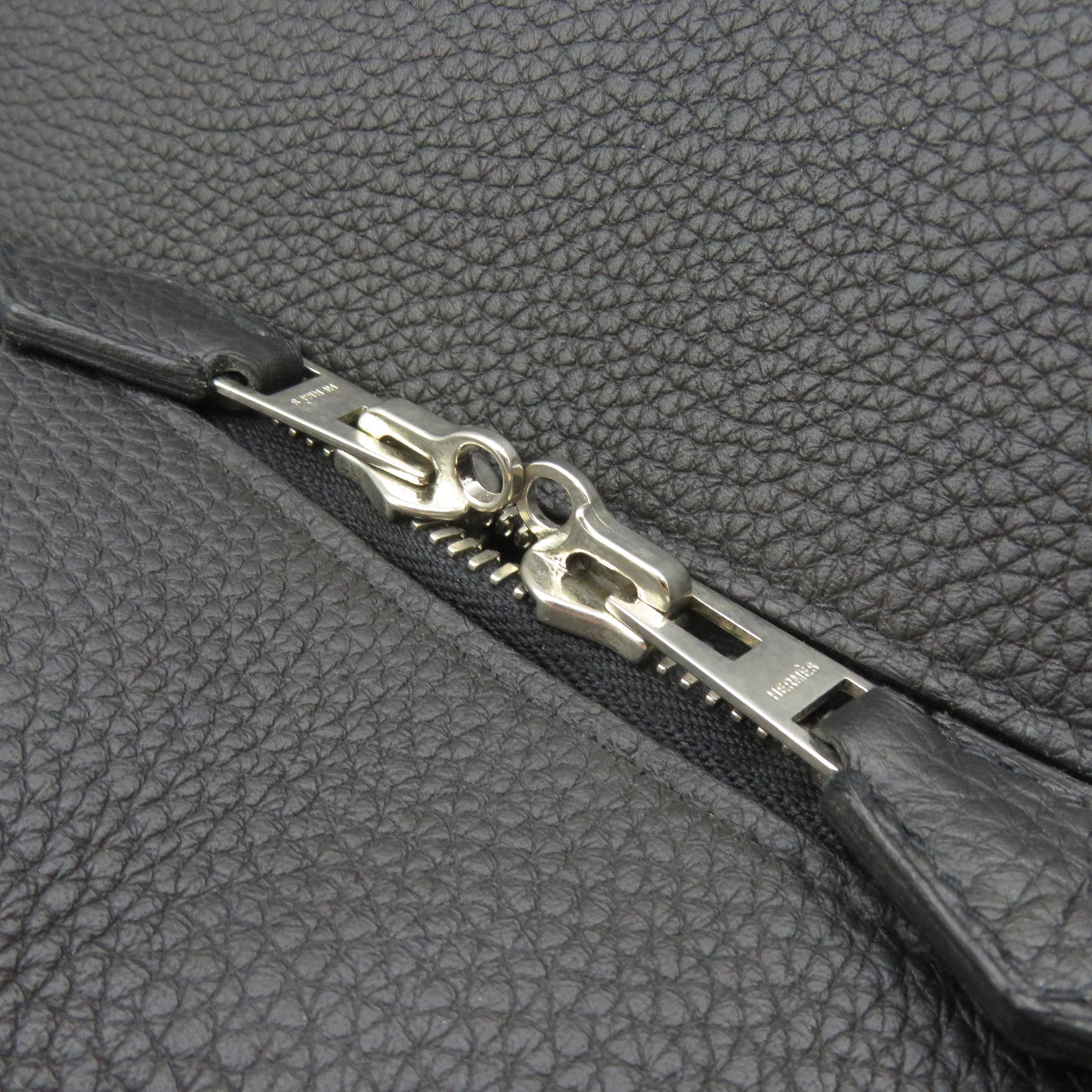 HERMES Togo Leather Wallago Cabine 35 Shoulder Bag Silver Buckle Shoulder Bag Black