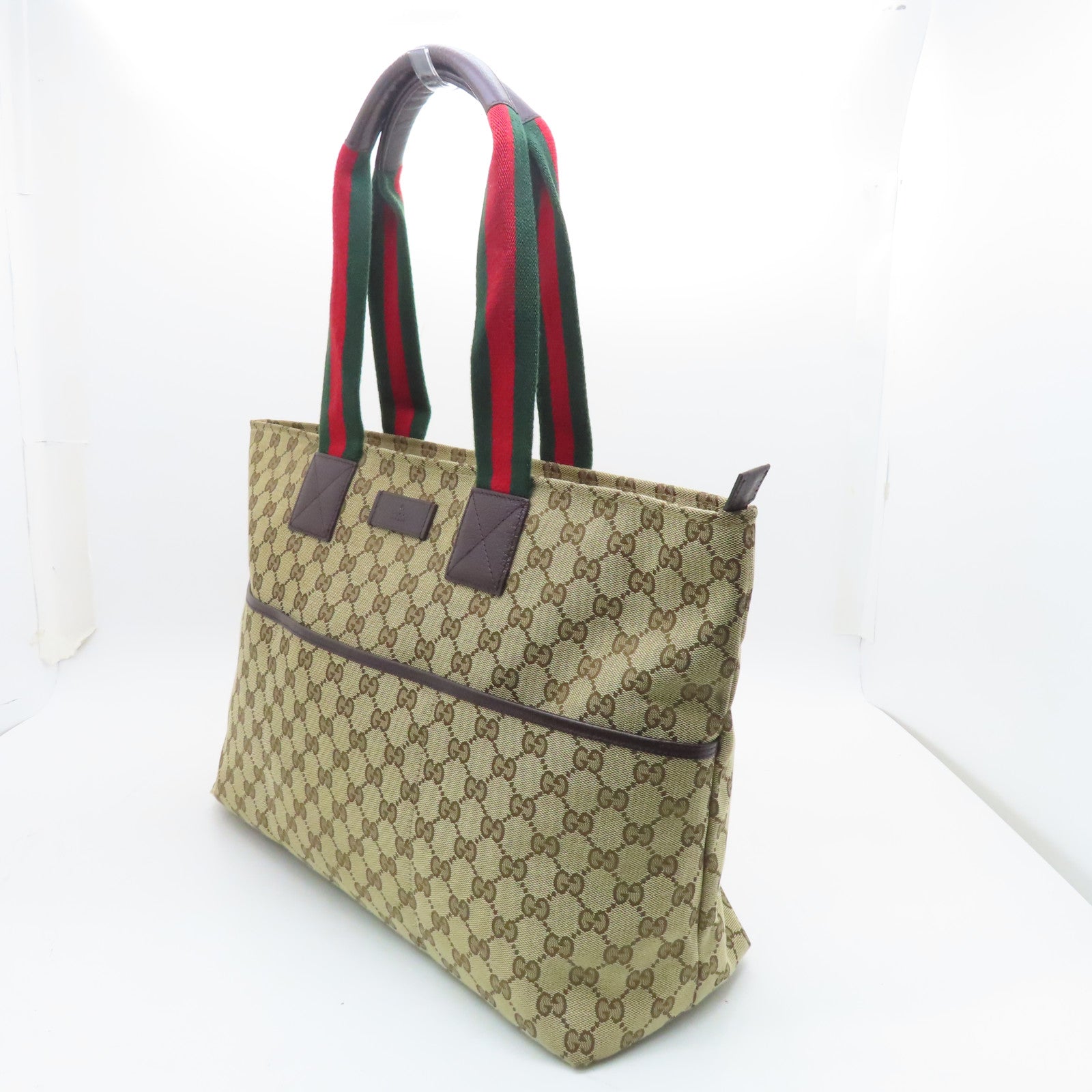 GUCCI 帆布Tote Bag银扣手挽肩背两用袋啡色