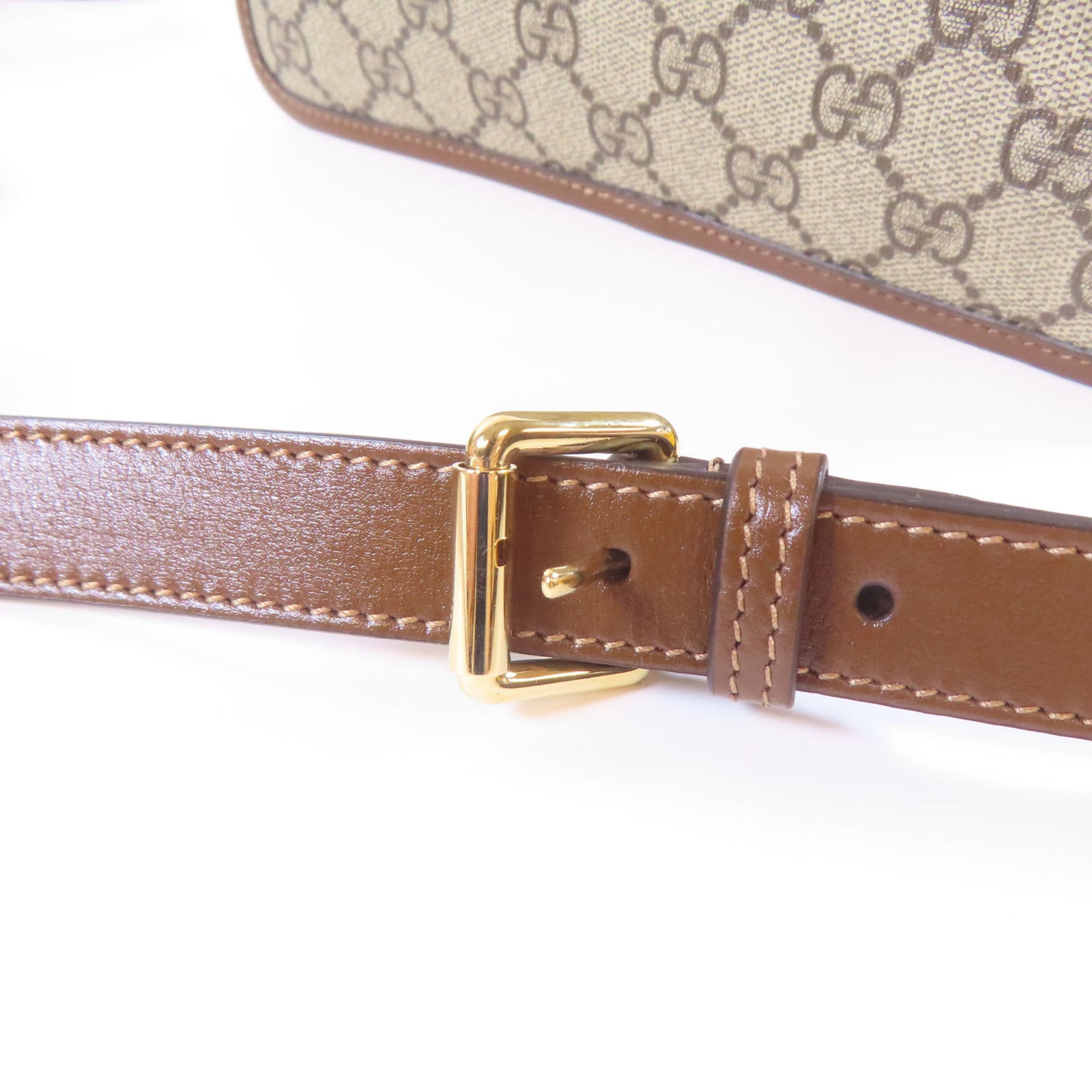 GUCCI 塗層帆布Retro GG金扣肩背袋啡色