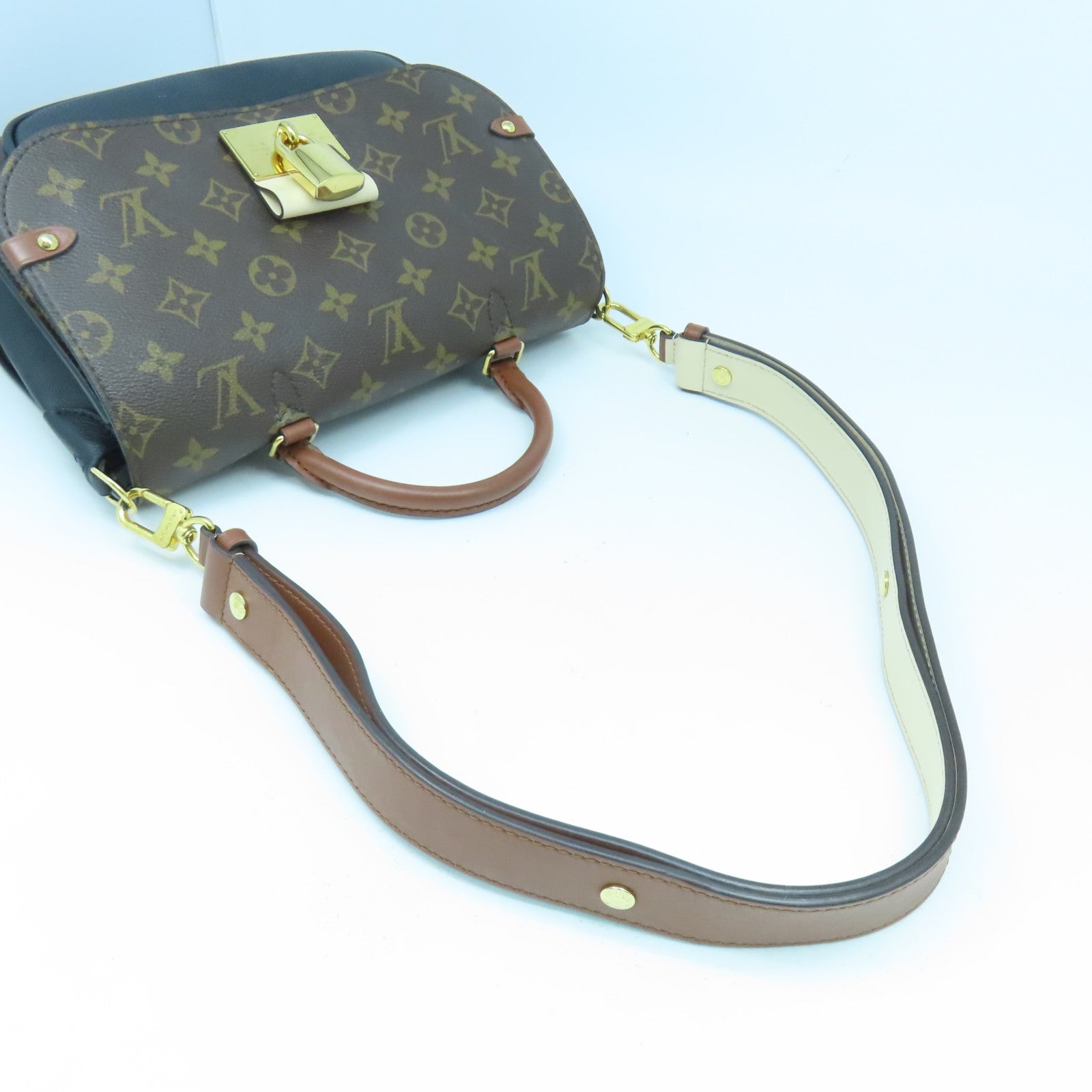 LOUIS VUITTON Monogram Vangurard金扣手挽肩背兩用袋啡色/黑色