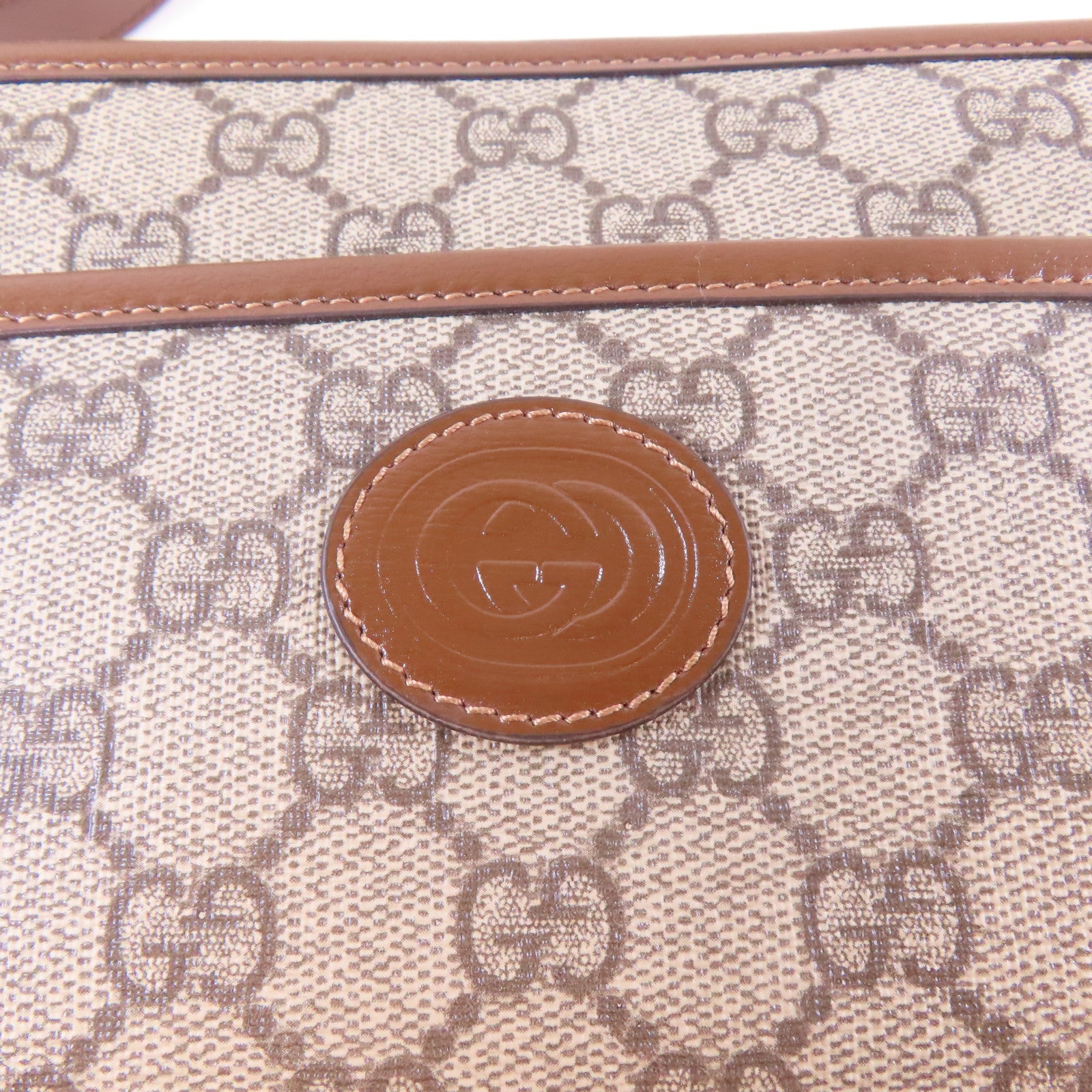 GUCCI 塗層帆布Retro GG金扣肩背袋啡色