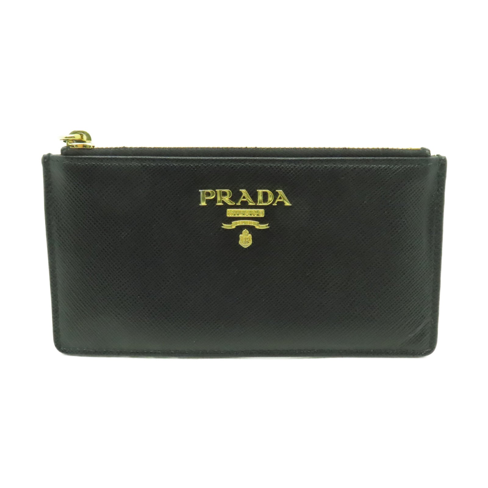 PRADA 牛皮皮革Card Case金扣卡片套黒色