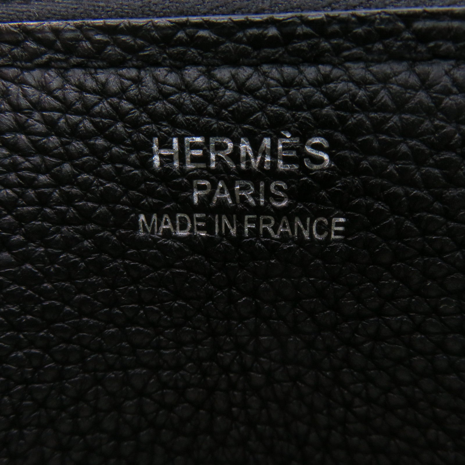 HERMES Togo Leather Wallago Cabine 35 Shoulder Bag Silver Buckle Shoulder Bag Black