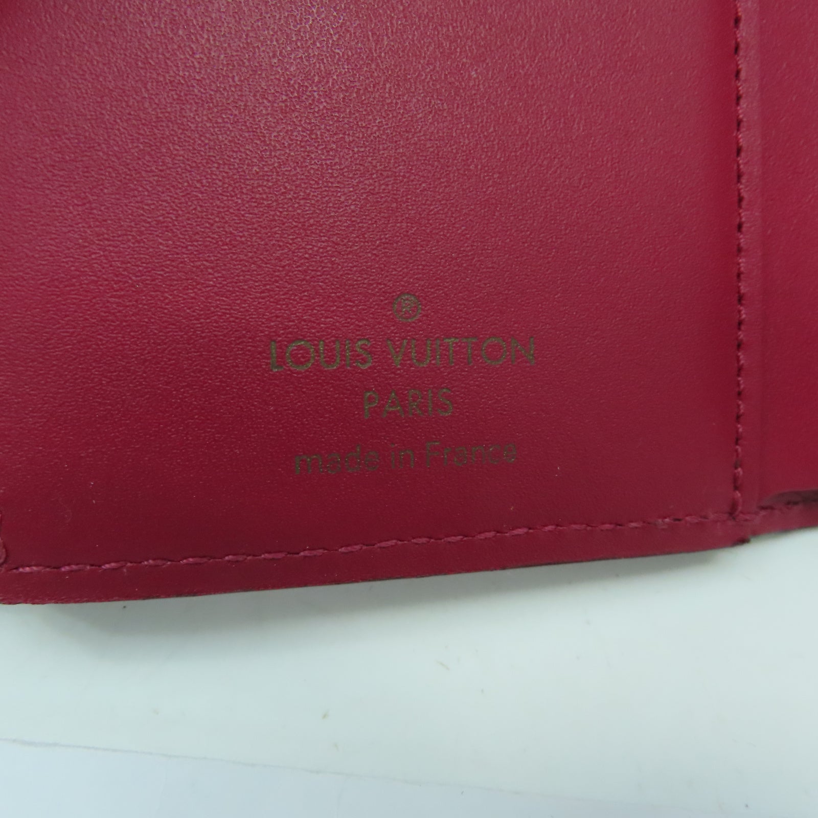 LOUIS VUITTON Damier Portefeuille Croisette Compact Tri-Fold金扣錢包啡色/紅色