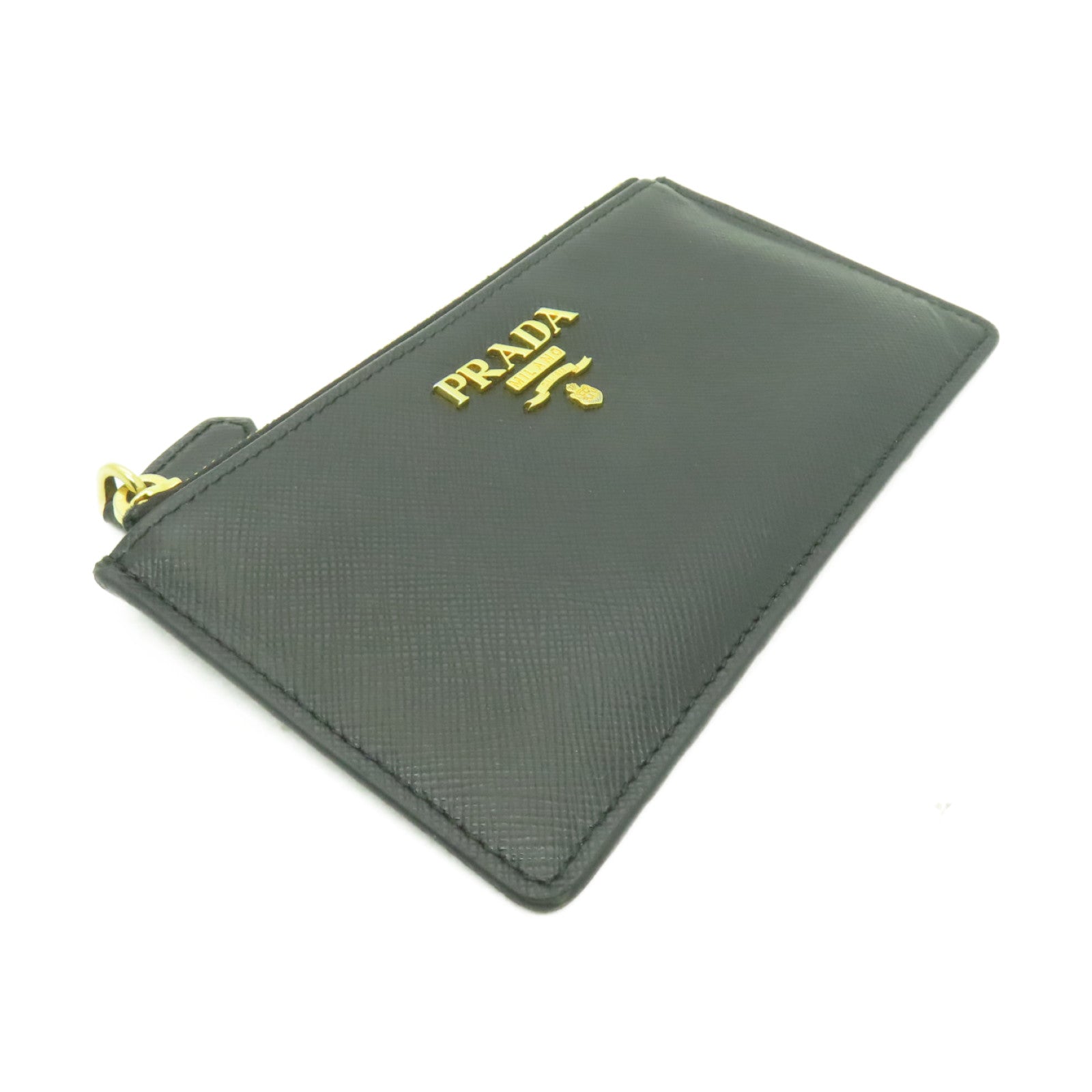 PRADA 牛皮皮革Card Case金扣卡片套黒色