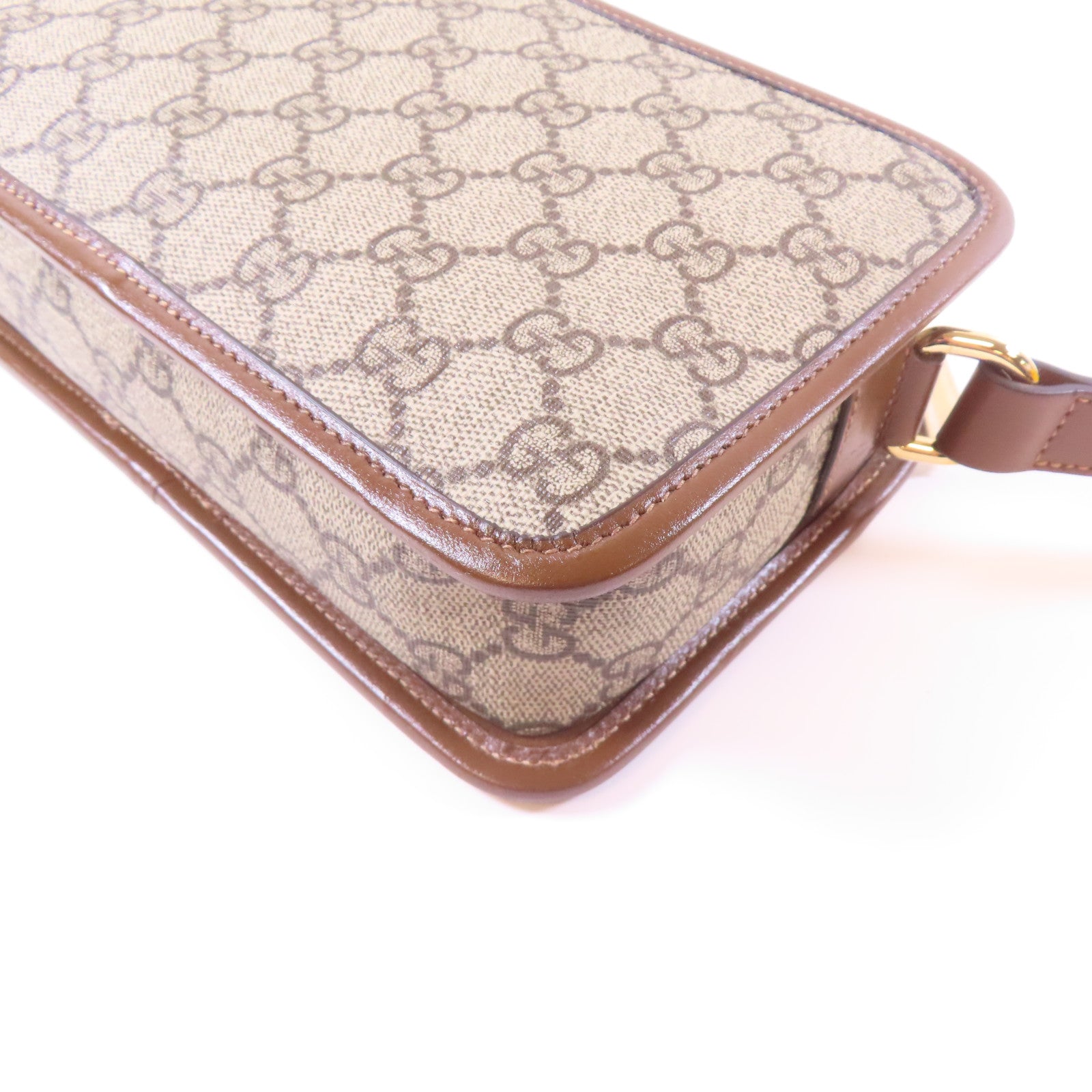 GUCCI 塗層帆布Retro GG金扣肩背袋啡色