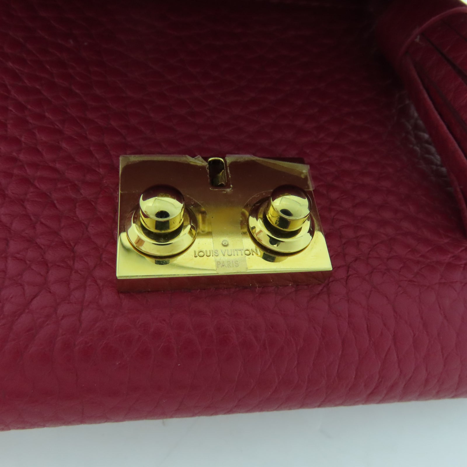 LOUIS VUITTON Damier Portefeuille Croisette Compact Tri-Fold金扣錢包啡色/紅色