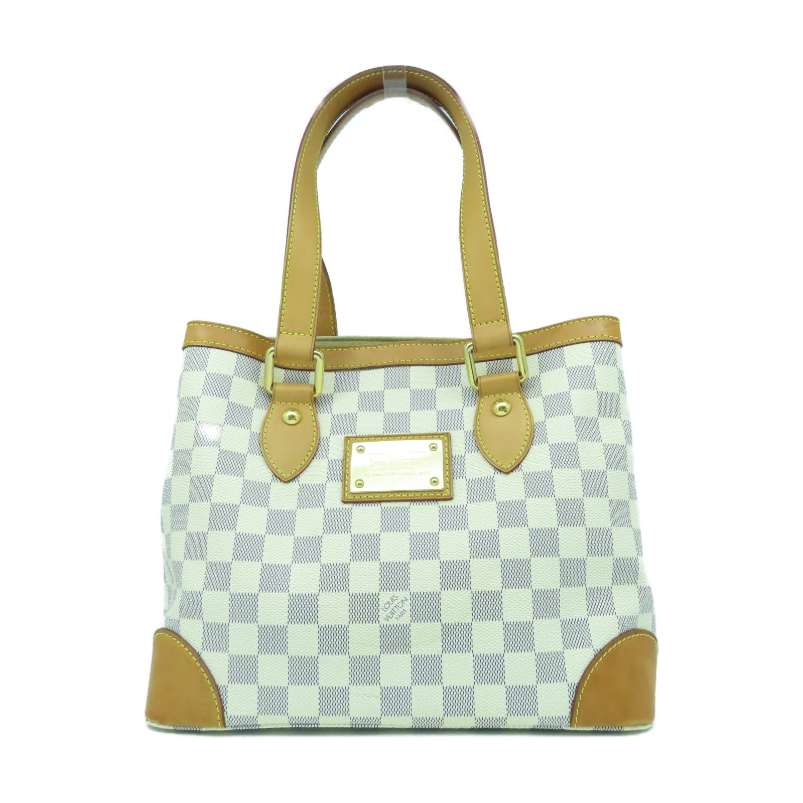 LOUIS VUITTON Damier Azur Hampstead PM金扣肩背袋白色/啡色