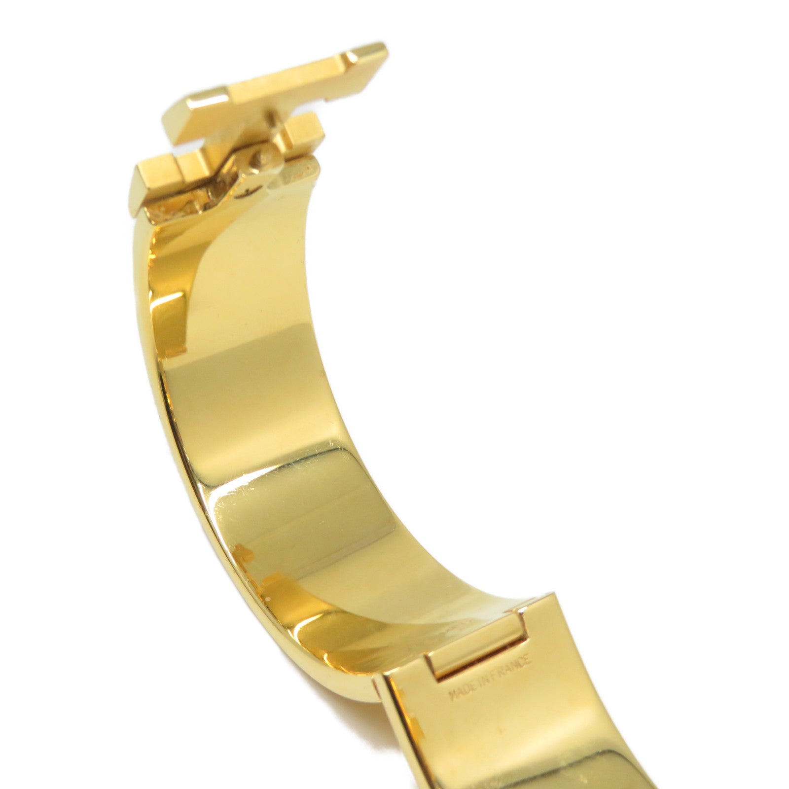 HERMES 琺瑯/金屬Ciic-Ciac Bangle金扣橙色