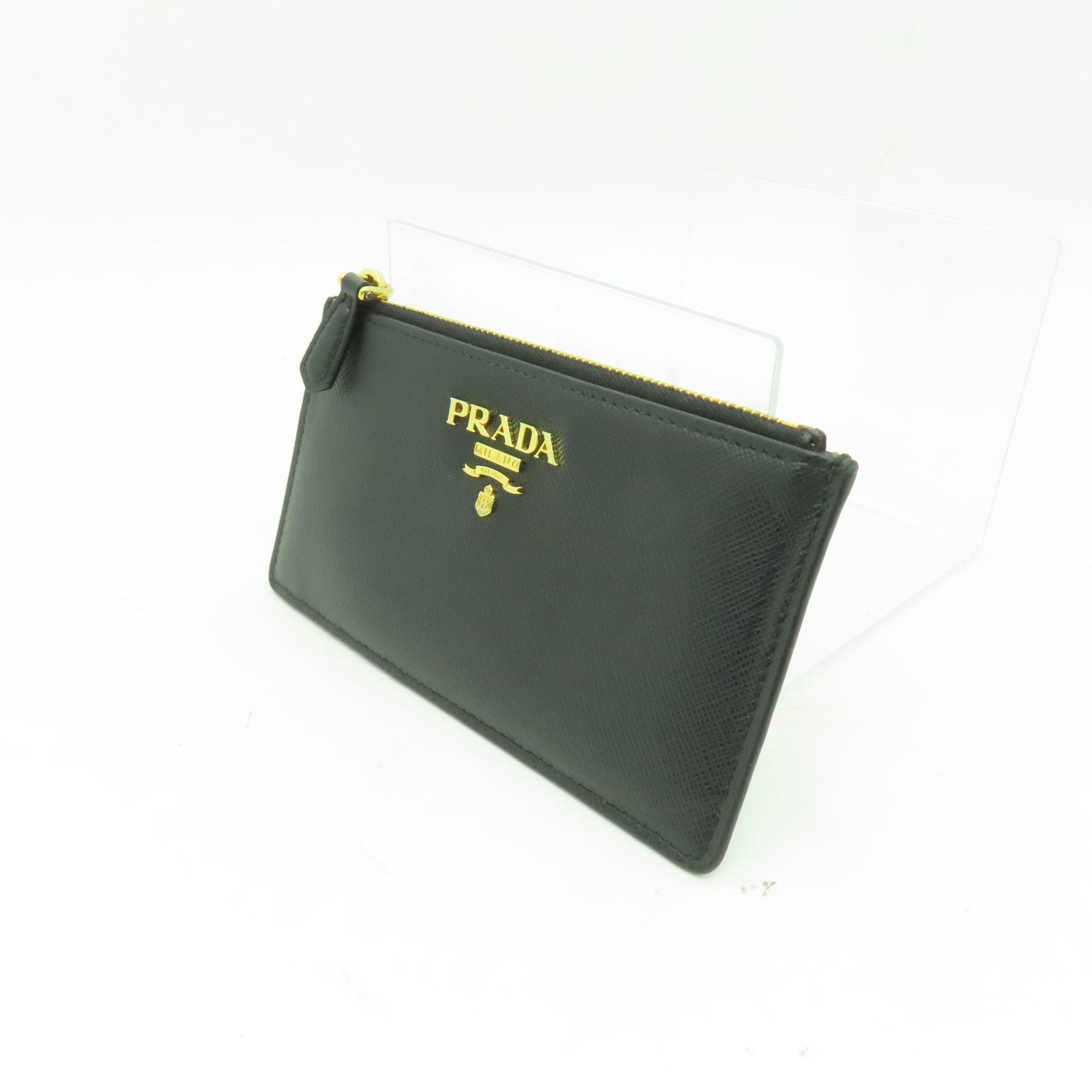 PRADA 牛皮皮革Card Case金扣卡片套黒色