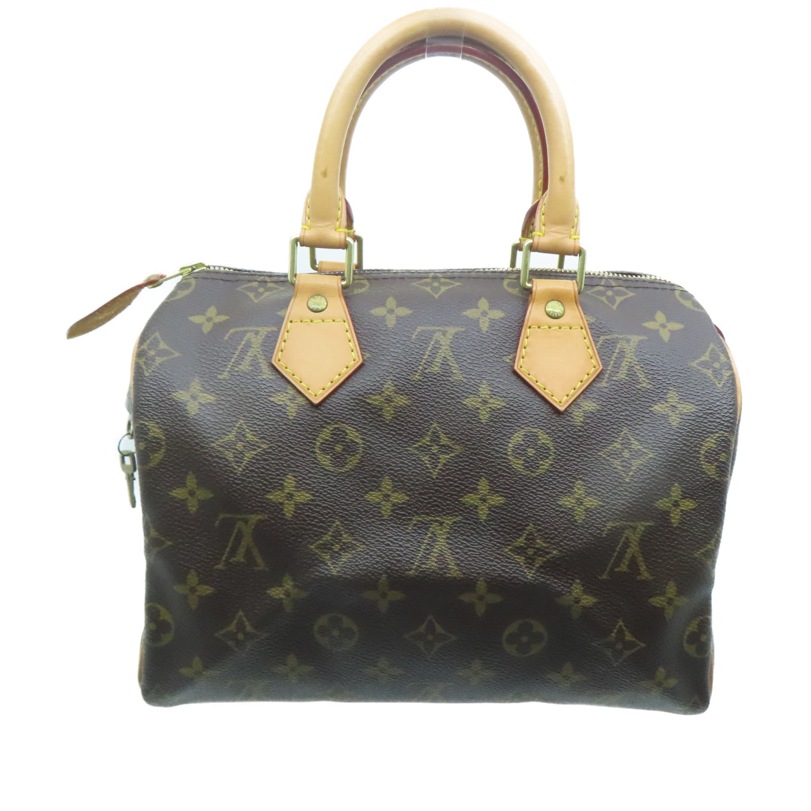 LOUIS VUITTON Monogram Speedy 25 Gold Buckle Hand Bag Brown