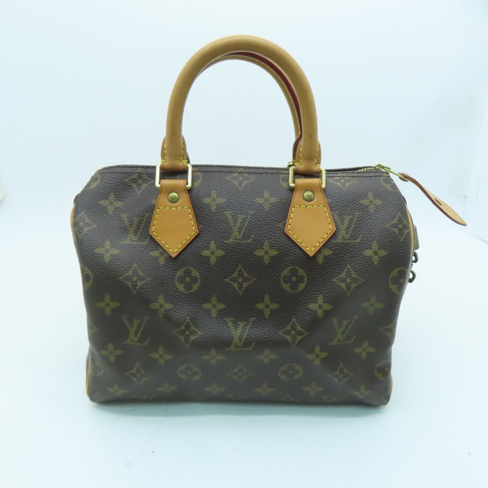 LOUIS VUITTON Monogram Speedy 25 Gold Buckle Hand Bag Brown