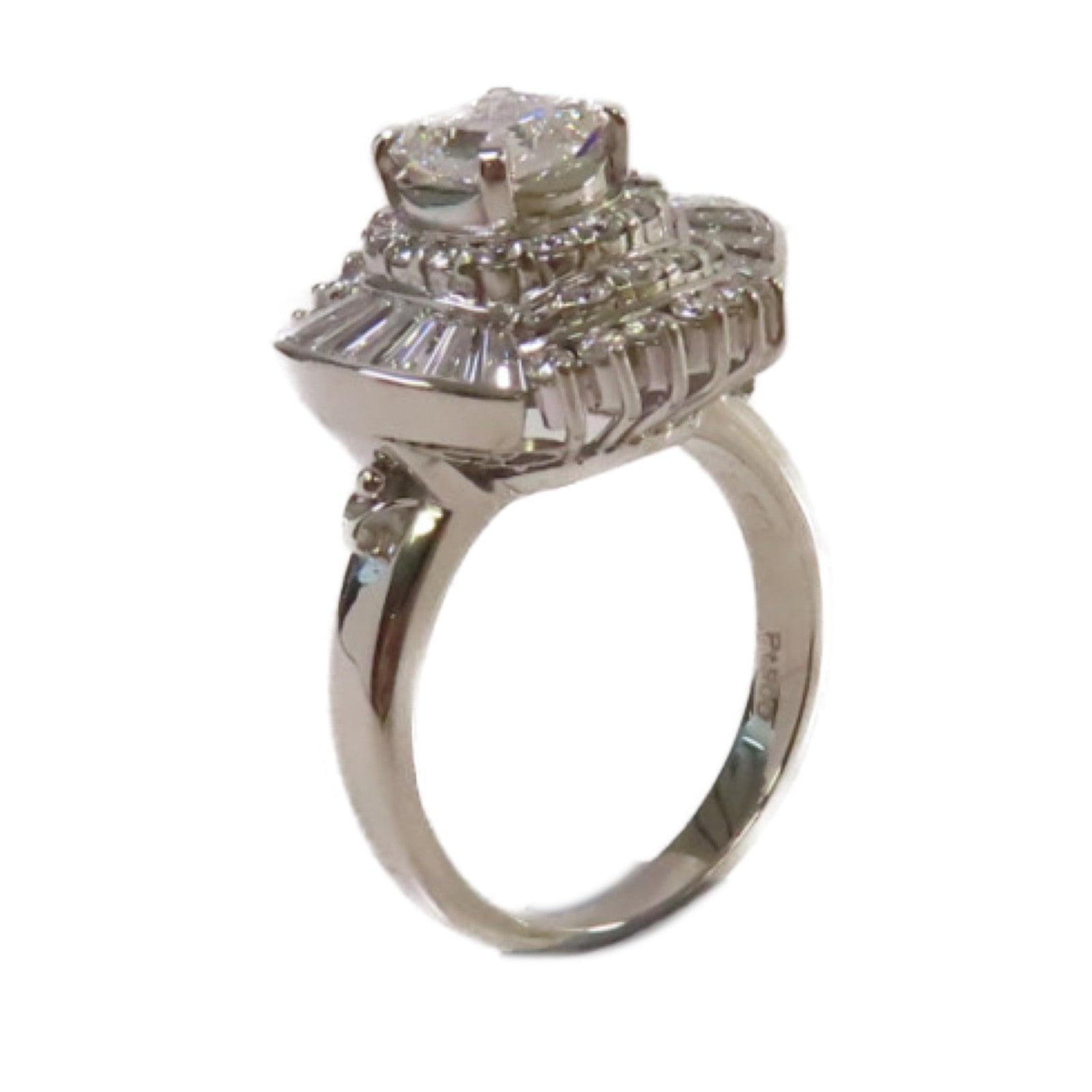JEWELRY PT900鉑金/1.50ct/0.92ct鑽石Diamond Ring戒指US#5.5