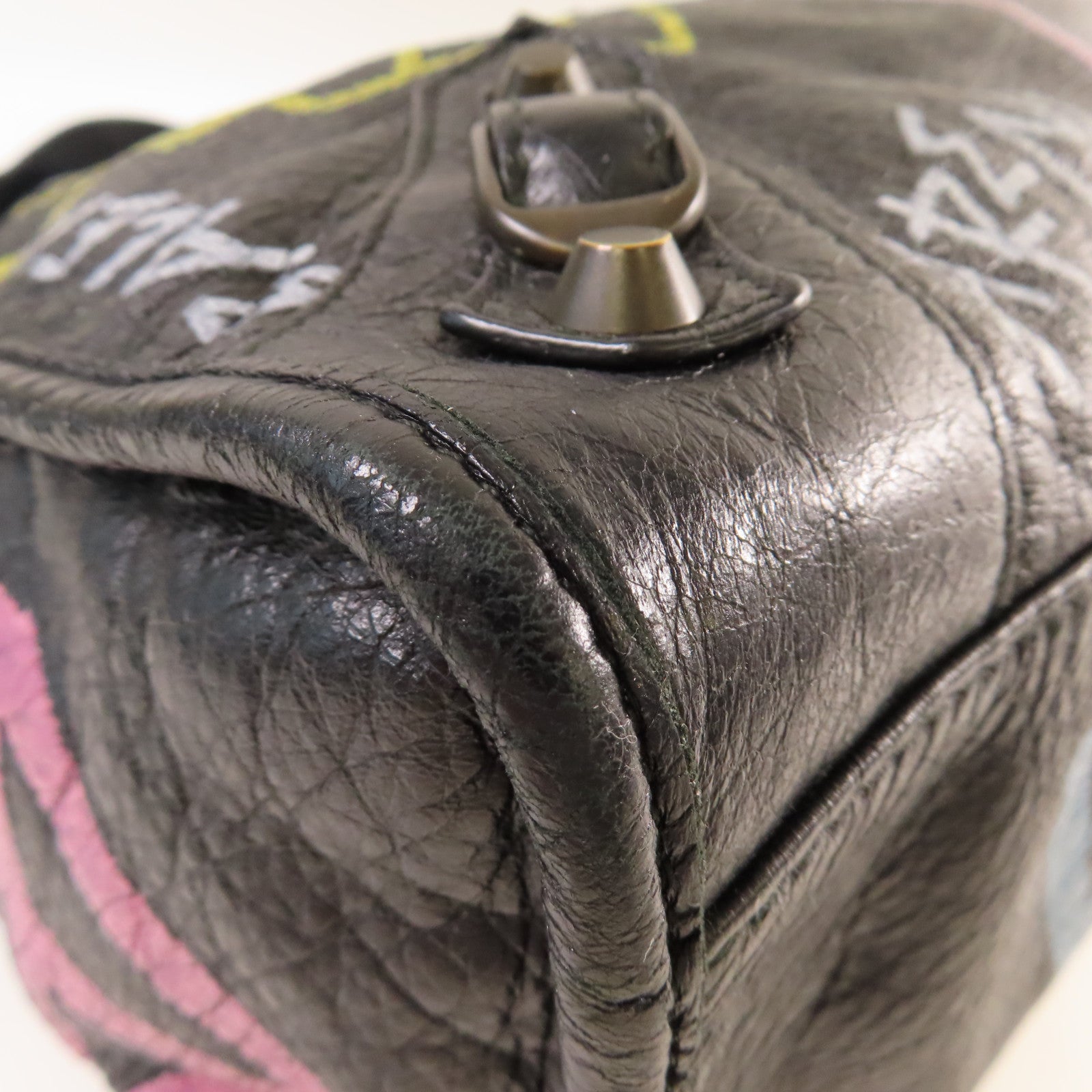 BALENCIAGA 牛皮皮革Graffiti City 2way Shoulder Bag金扣手挽肩背兩用袋黑色/彩色