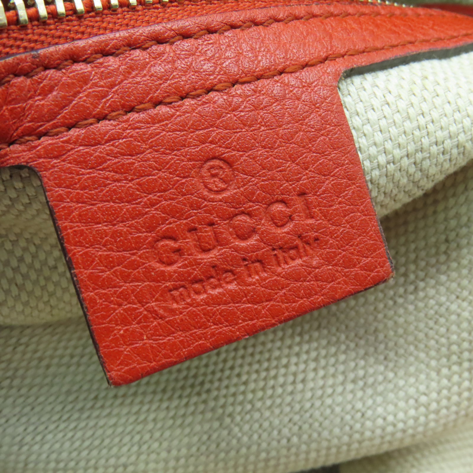 GUCCI 牛皮皮革Chain Shoulder金扣肩背袋橙紅色