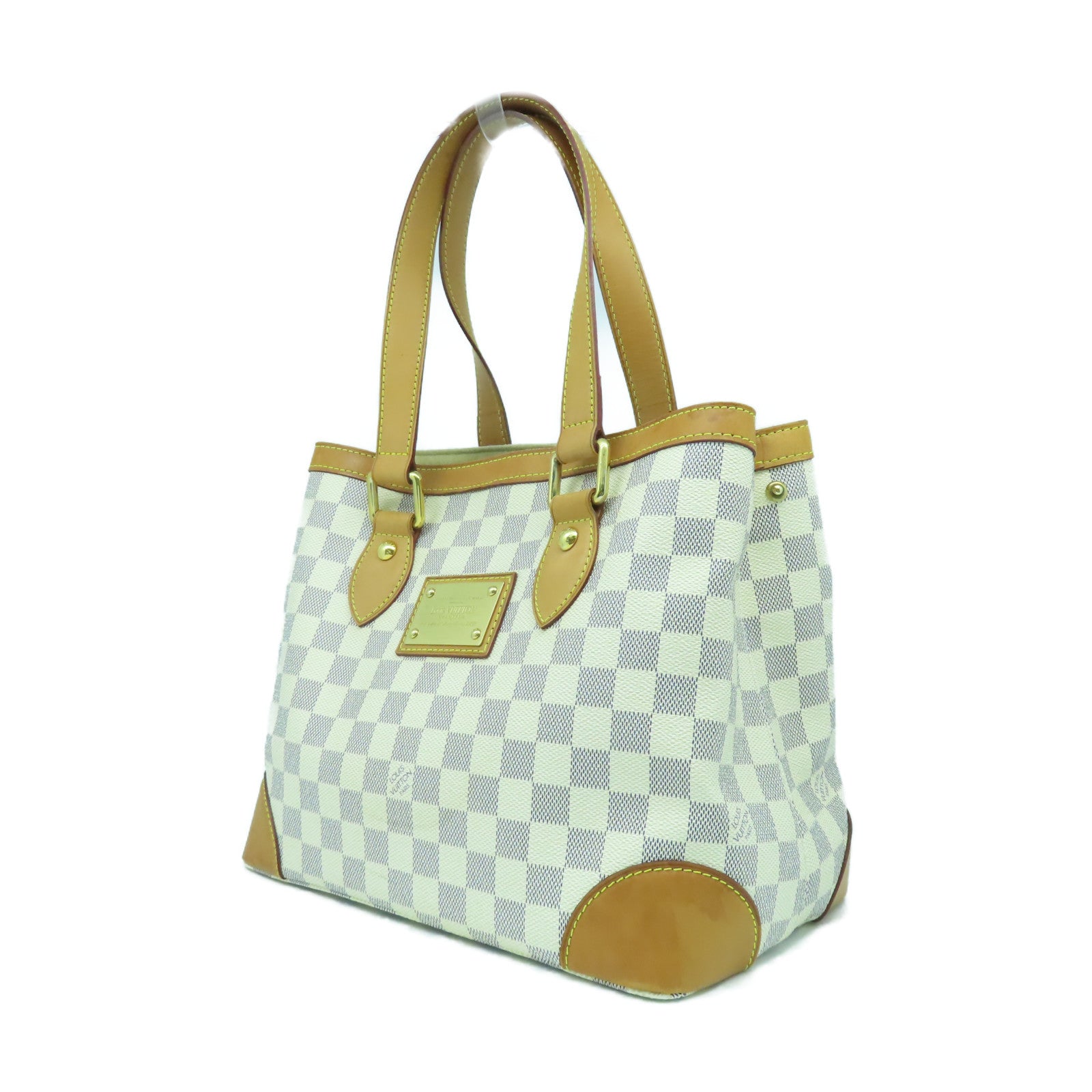 LOUIS VUITTON Damier Azur Hampstead PM金扣肩背袋白色/啡色