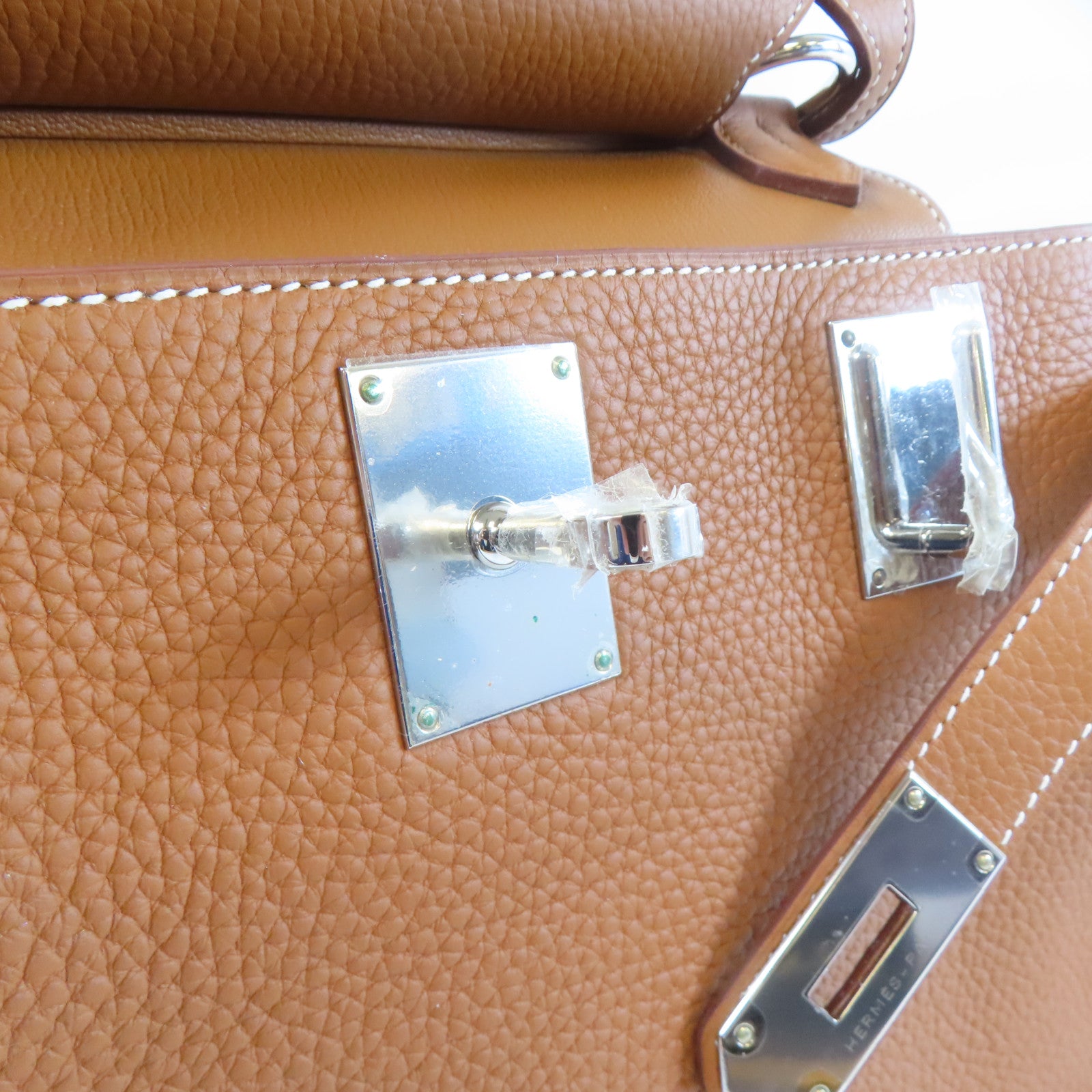 HERMES Clemence皮革Jypsiere 31銀扣肩背袋啡色