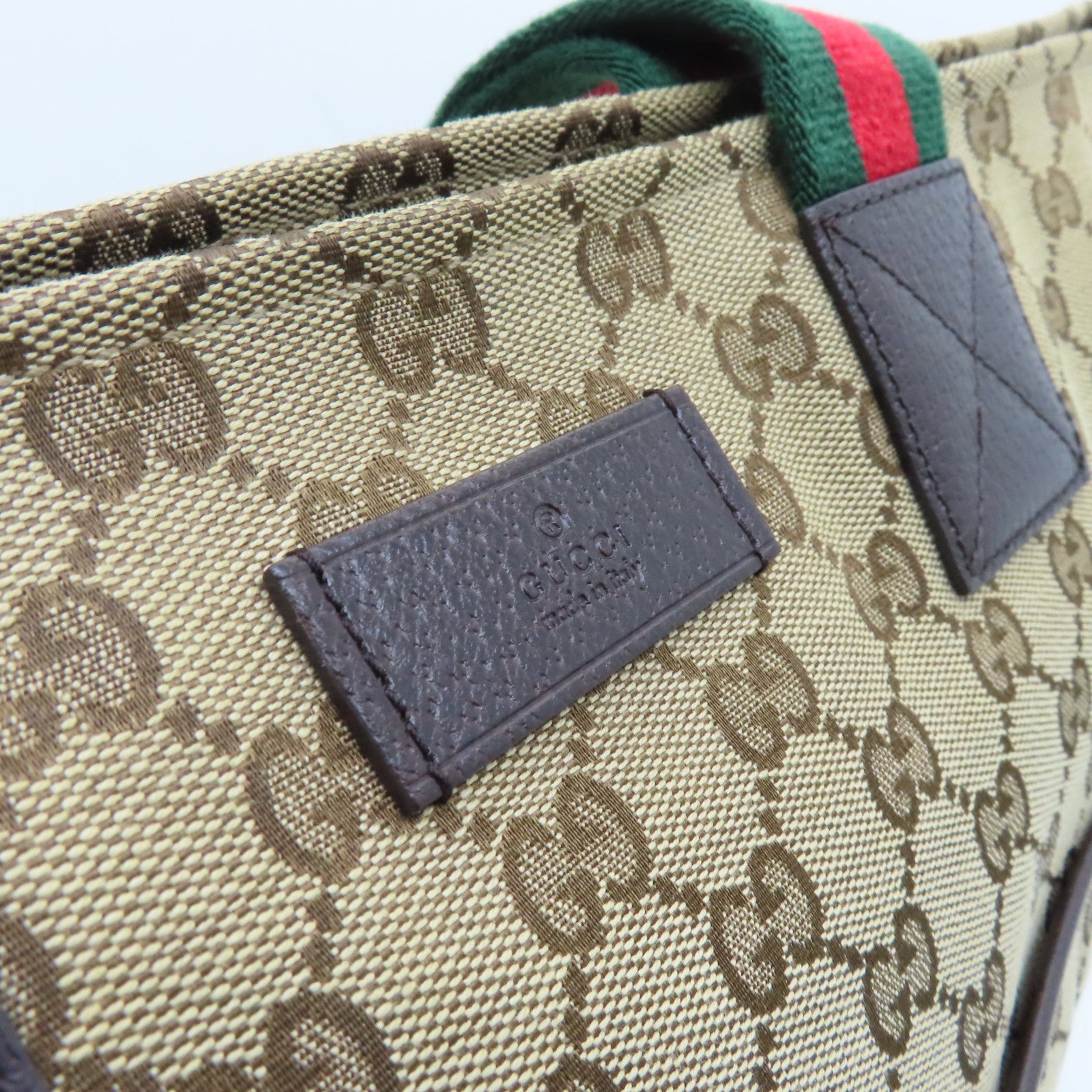 GUCCI 帆布Tote Bag银扣手挽肩背两用袋啡色