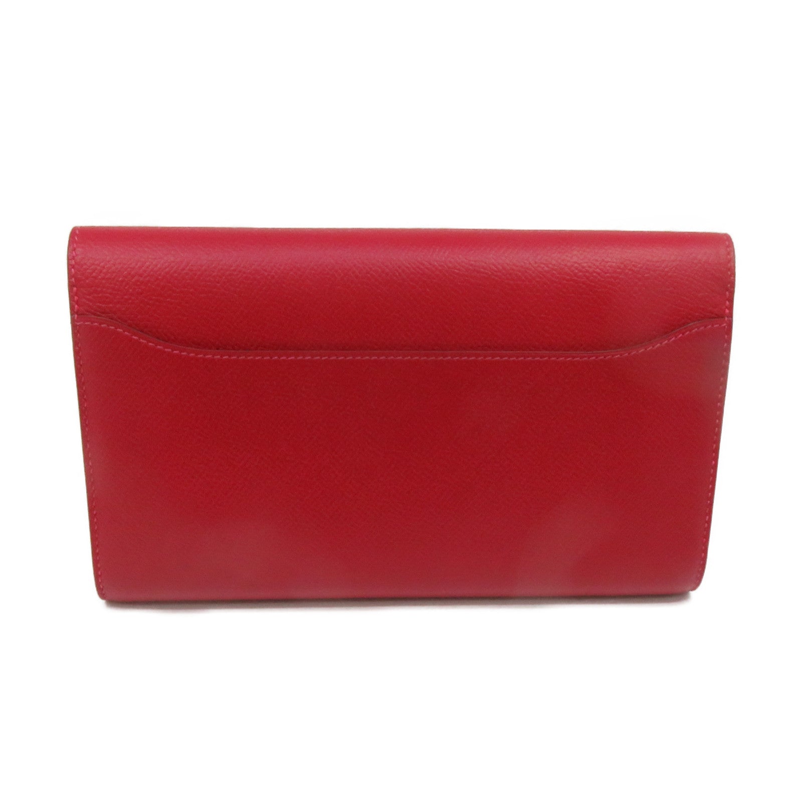 HERMES Epsom皮革Constance Wallet銀扣長錢包Rouge Casaque紅色