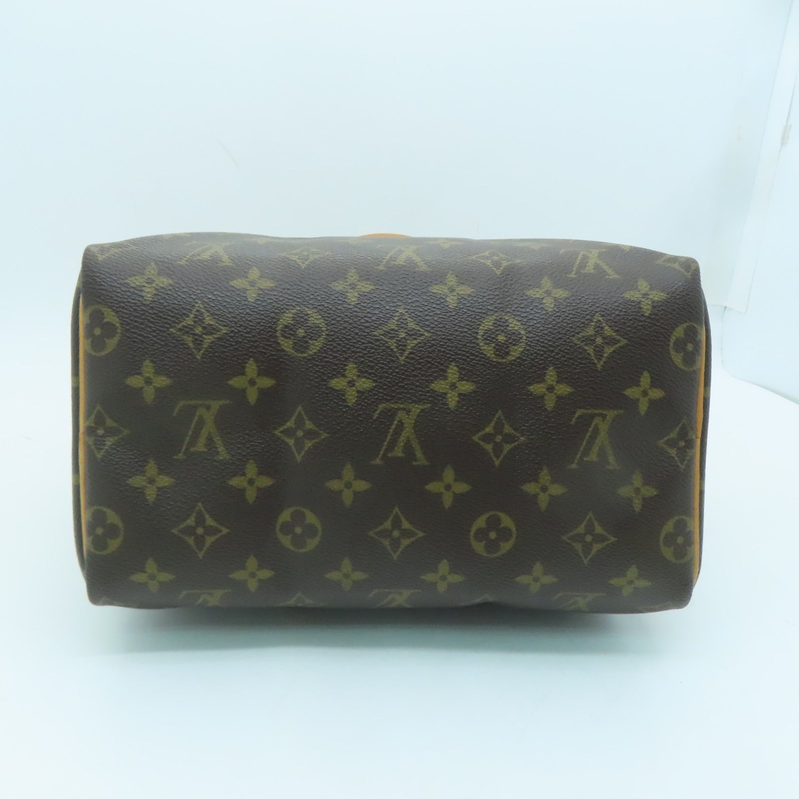LOUIS VUITTON Monogram Speedy 25 Gold Buckle Hand Bag Brown