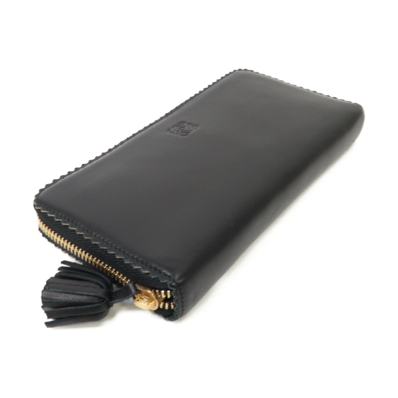 LOEWE 羊皮皮革Long Wallet金扣長錢包黑色/紫色