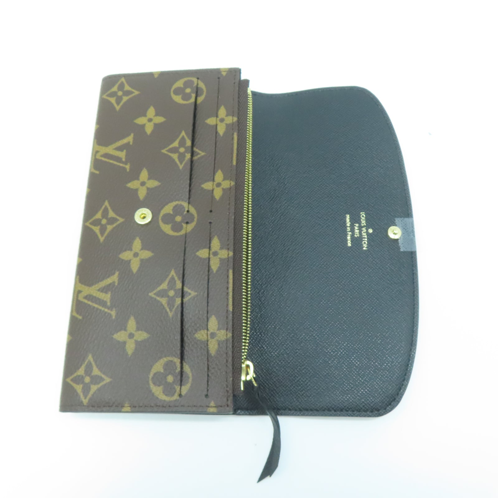 LOUIS VUITTON Monogram Emilie金扣長錢包啡色