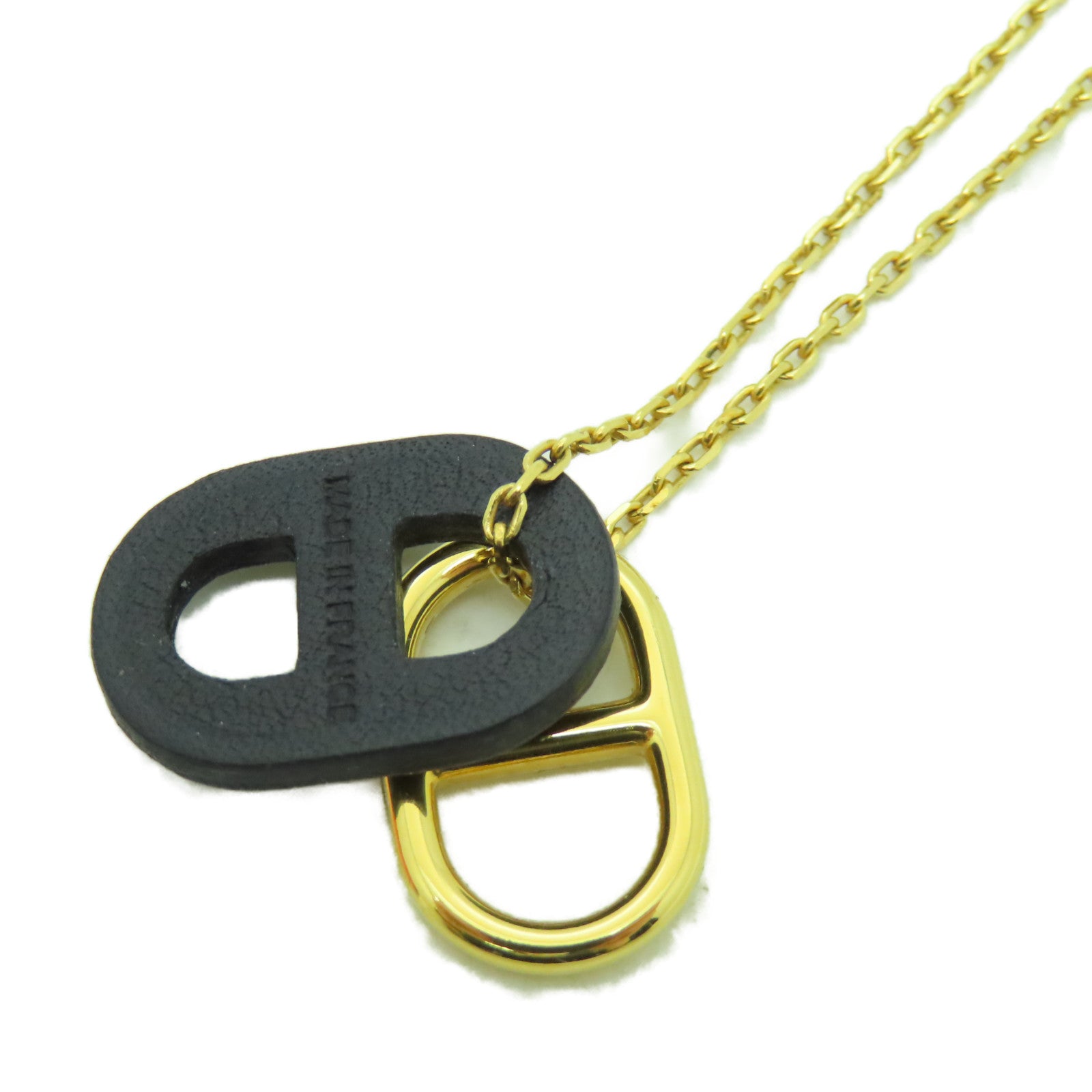 HERMES 金屬O'maillon Necklace項鍊黑色/金色